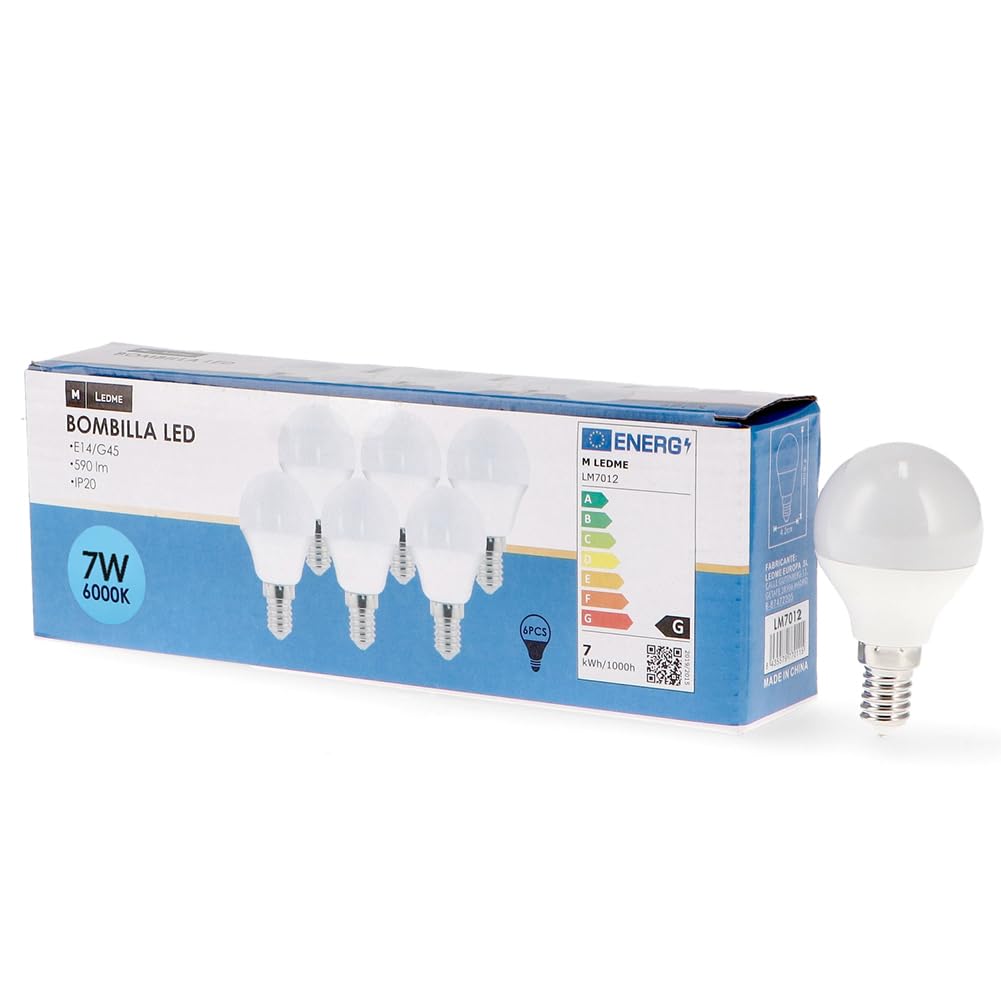M Ledme - 6 Lampadine LED E14 G45 7W Luce Fredda