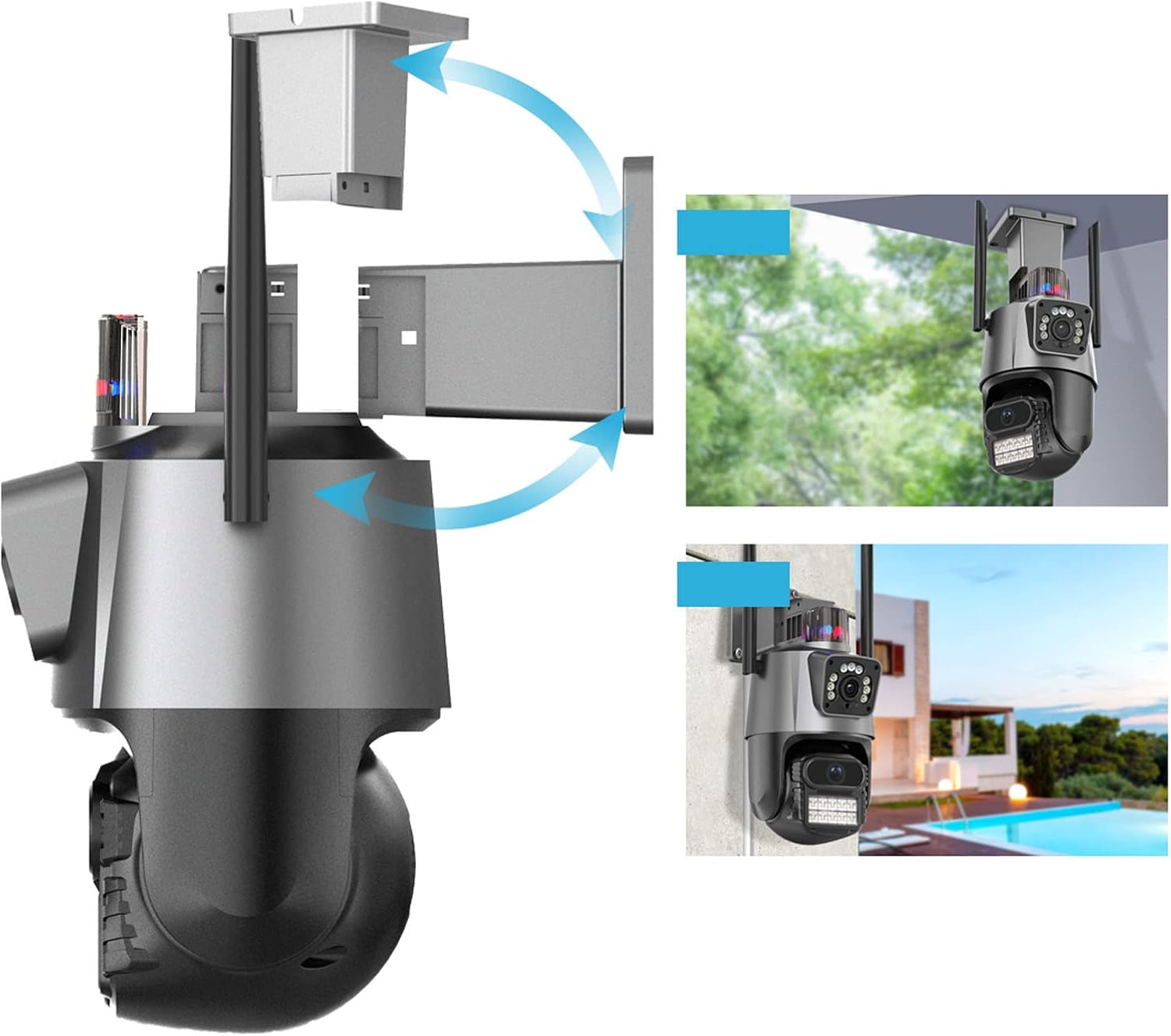 Telecamera Sicurezza Esterno 4MP Doppio Schermo PTZ 360° - immagine 8