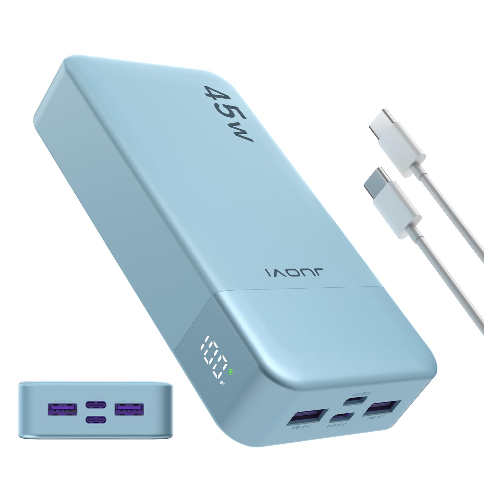 Juovi Power Bank 20000mAh 45W Ricarica Rapida, Blu