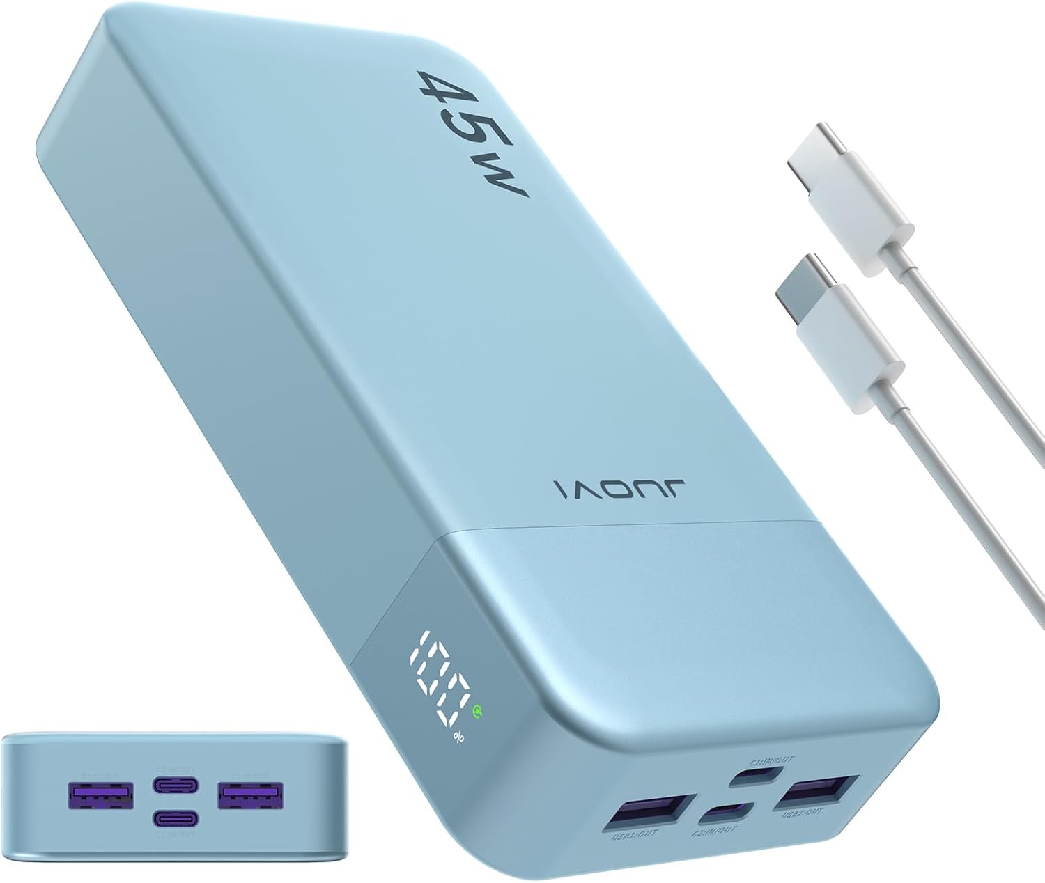 Juovi Power Bank 20000mAh 45W Ricarica Rapida, Blu - immagine 1