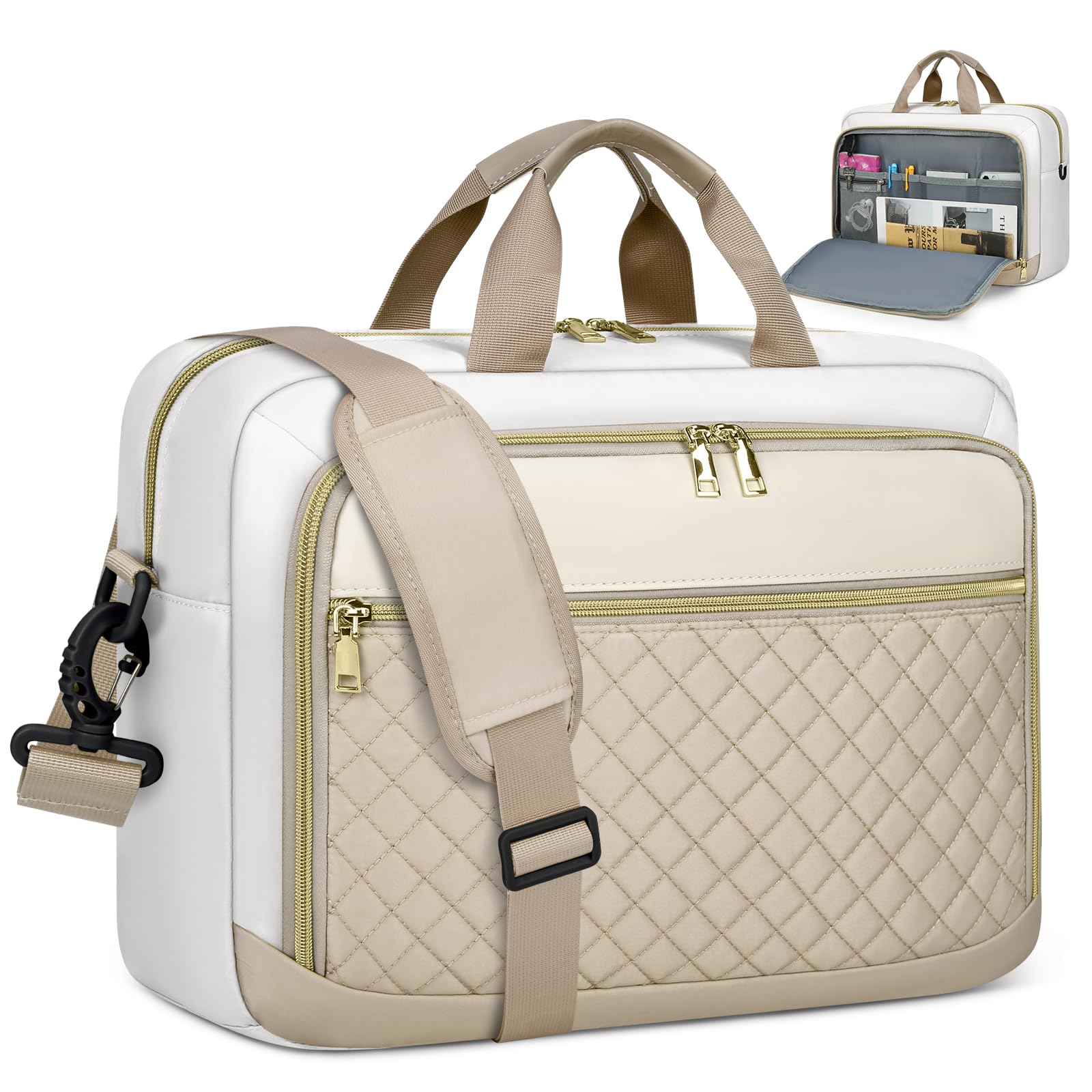 NEWHEY Borsa Porta PC 17.3 Pollici da Lavoro, Cachi e Beige