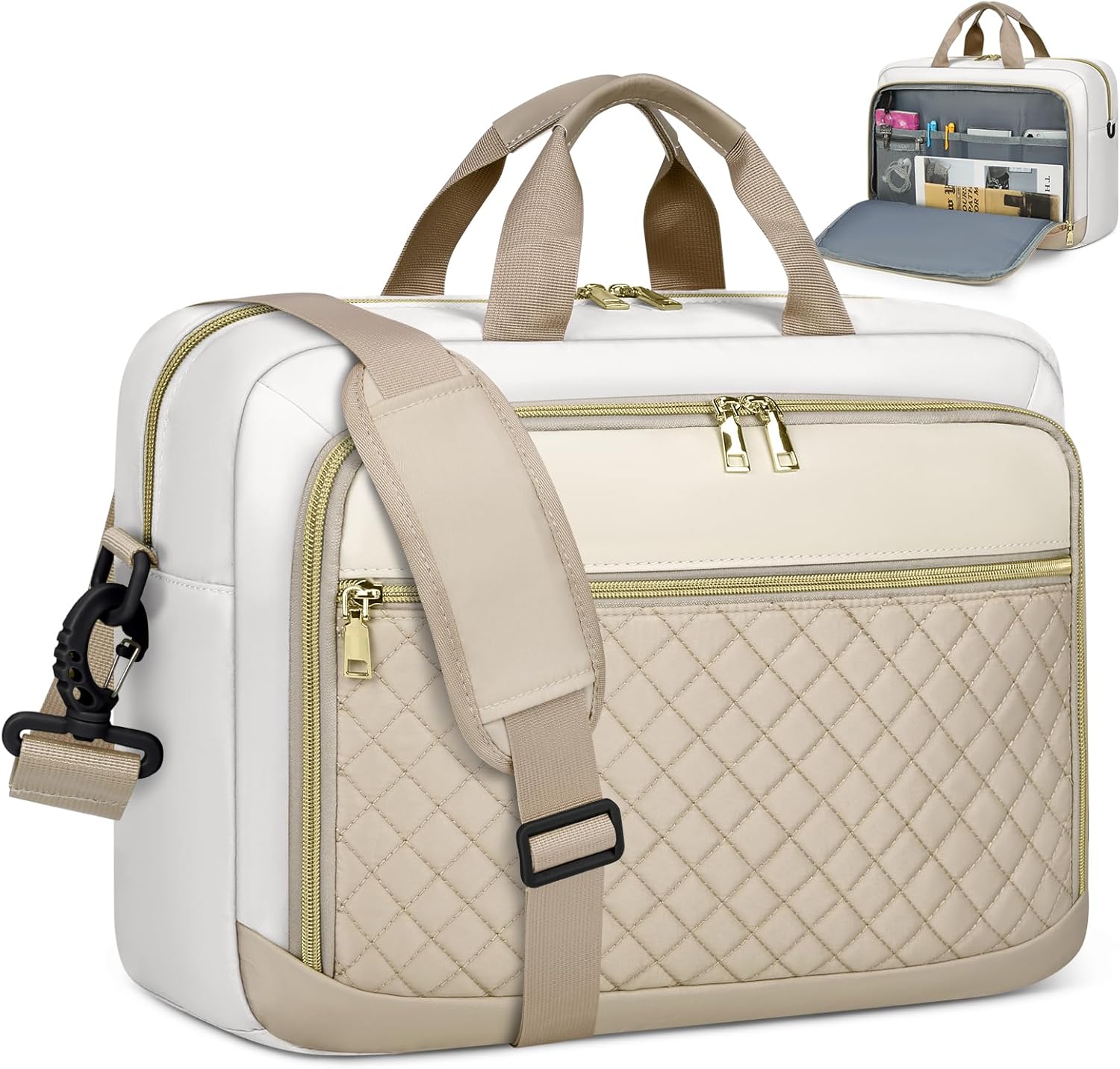 NEWHEY Borsa Porta PC 17.3 Pollici da Lavoro, Cachi e Beige - immagine 1