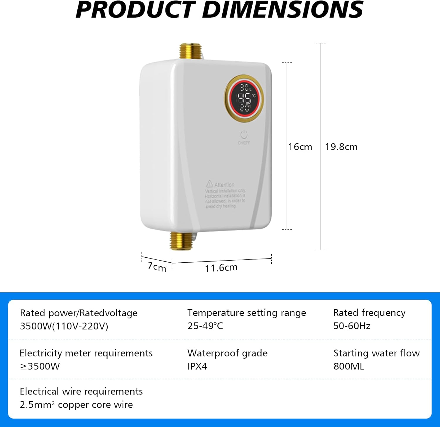 Scaldacqua Istantaneo Elettronico 3500W 220V - immagine 4