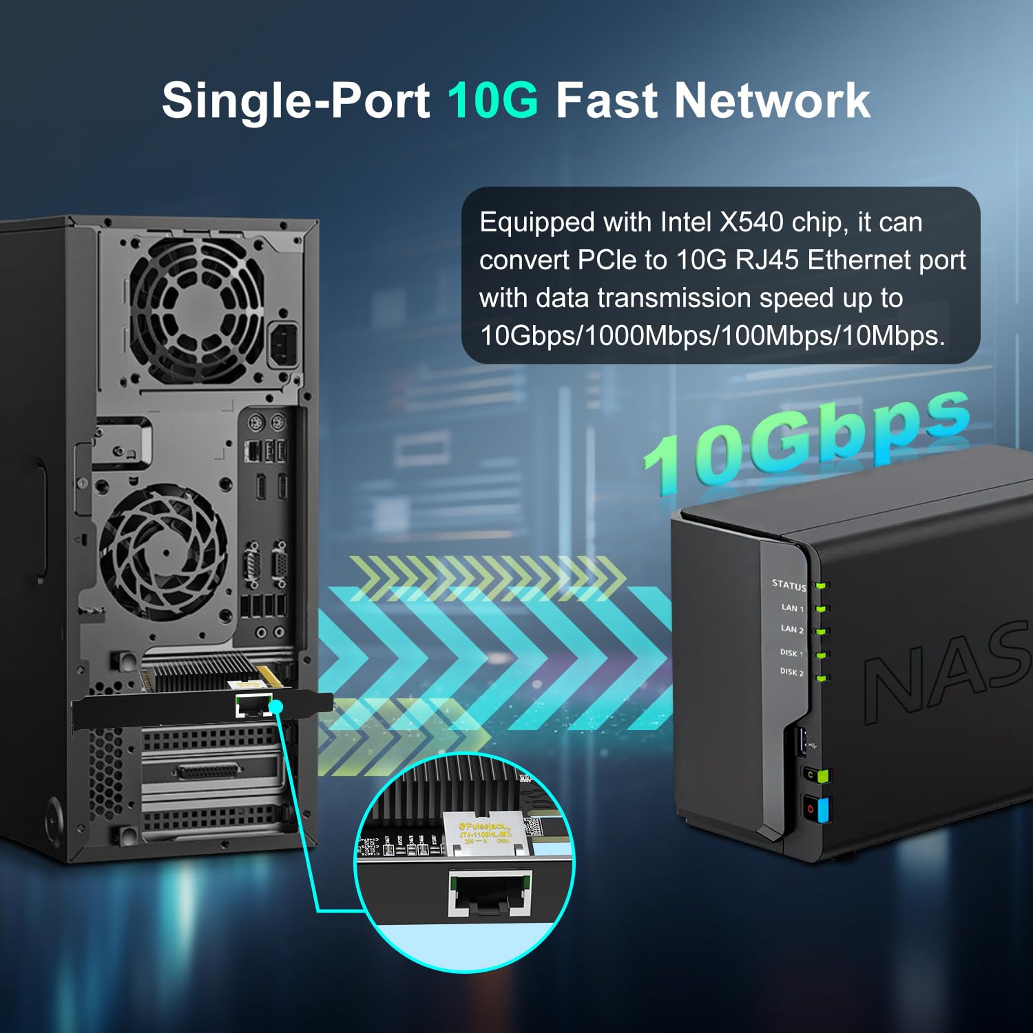 Gigaplus X540-1T - Scheda di Rete PCI-E 10Gb RJ45 - immagine 2