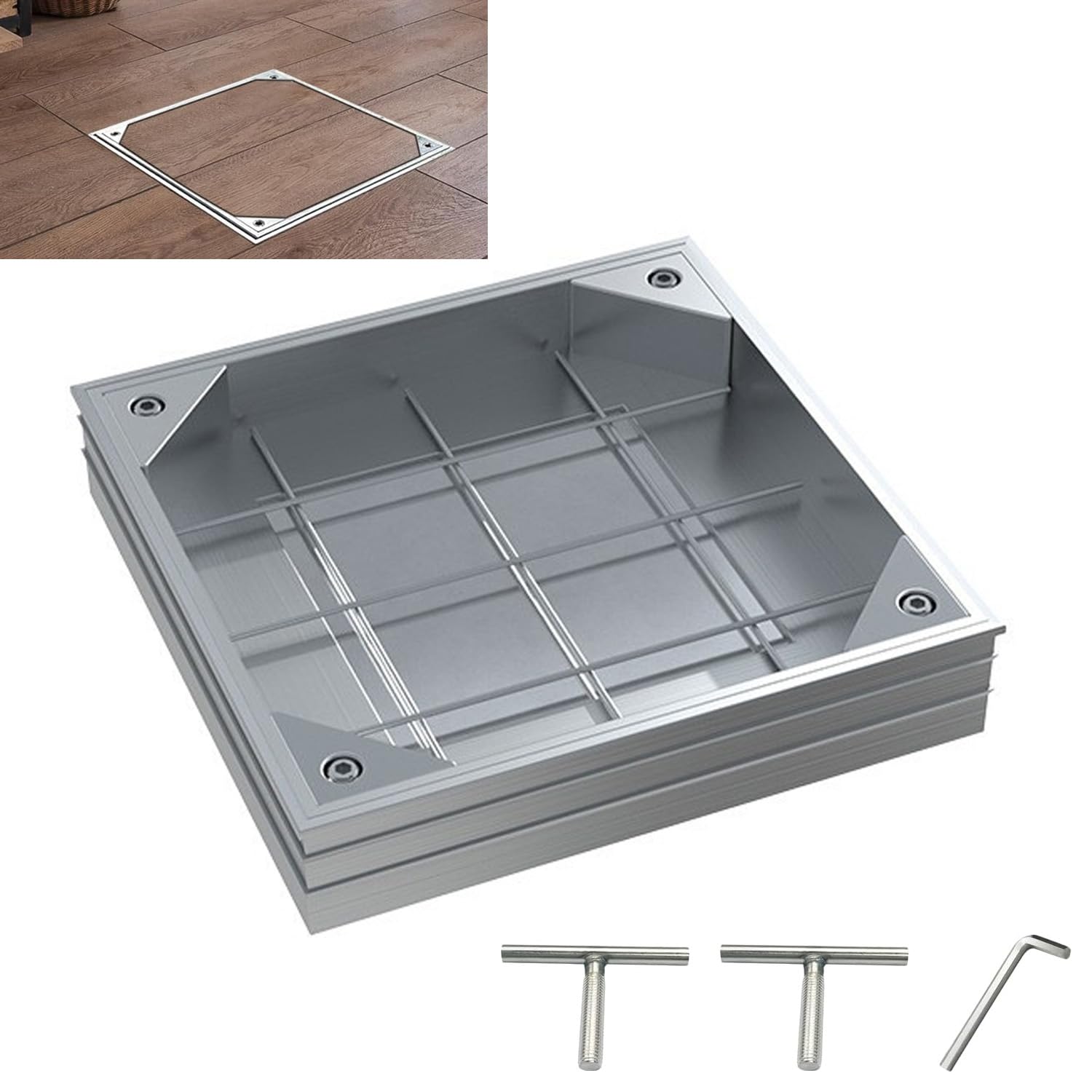 TOOSOAR Chiusino Incassato 40x40x8cm Alluminio