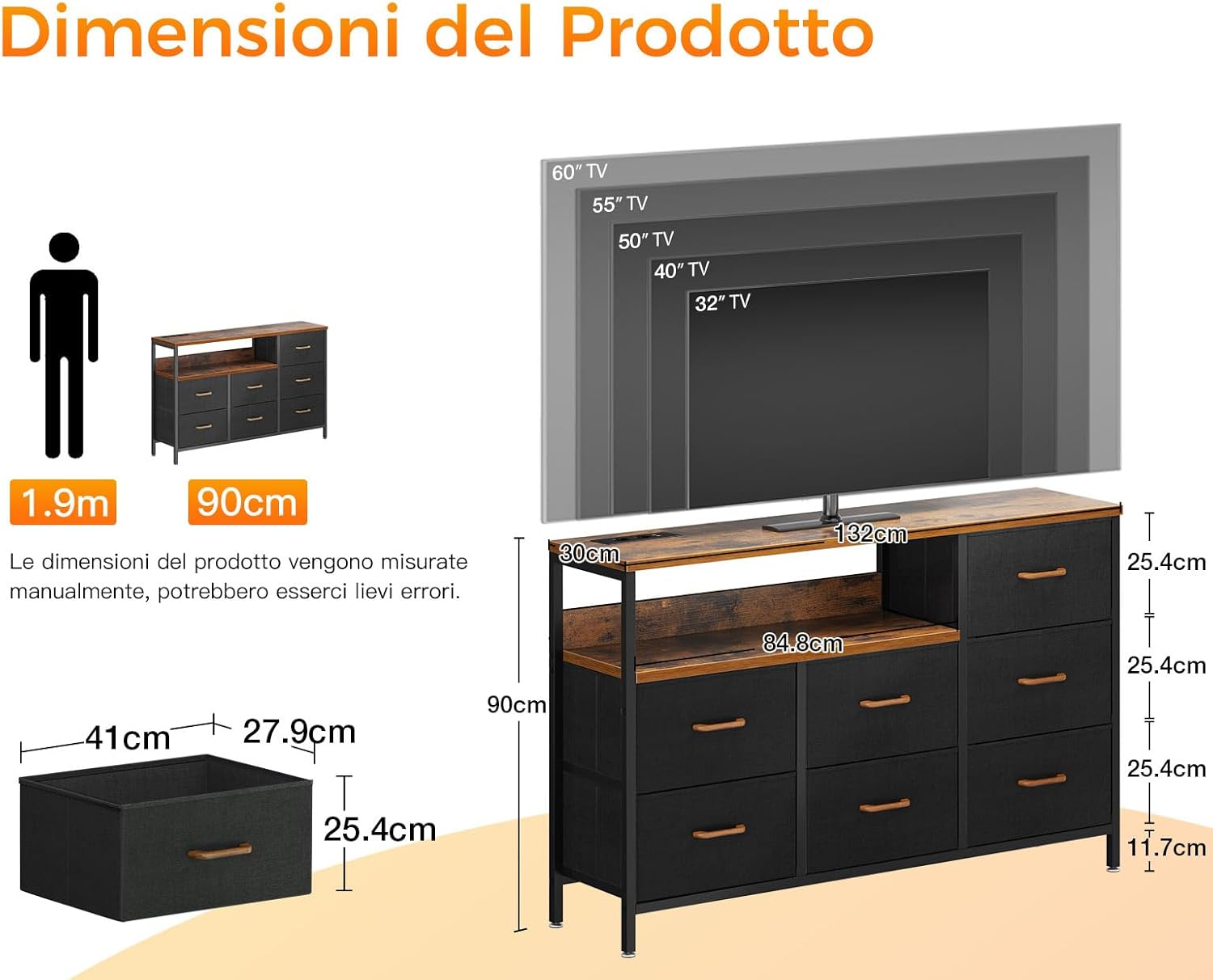 Coleshome Cassettiera 7 Cassetti con LED e Prese USB - immagine 3
