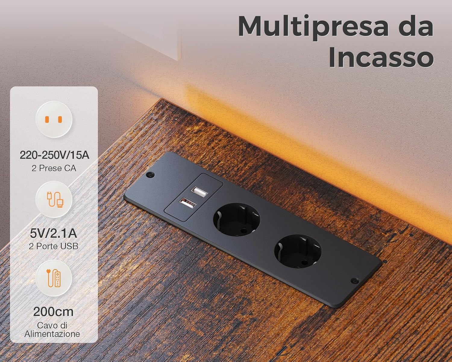 Coleshome Cassettiera 7 Cassetti con LED e Prese USB - immagine 4