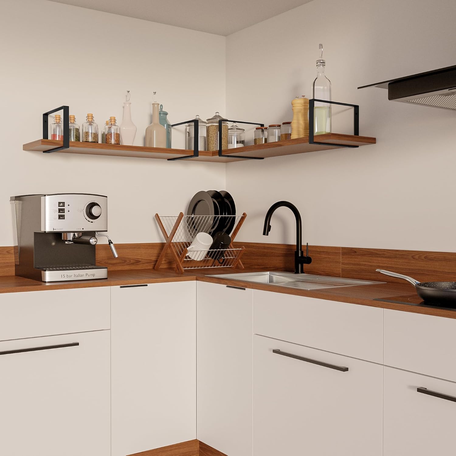 Amig Set 4 Supporti Rettangolari per Scaffali, Nero Opaco - immagine 6