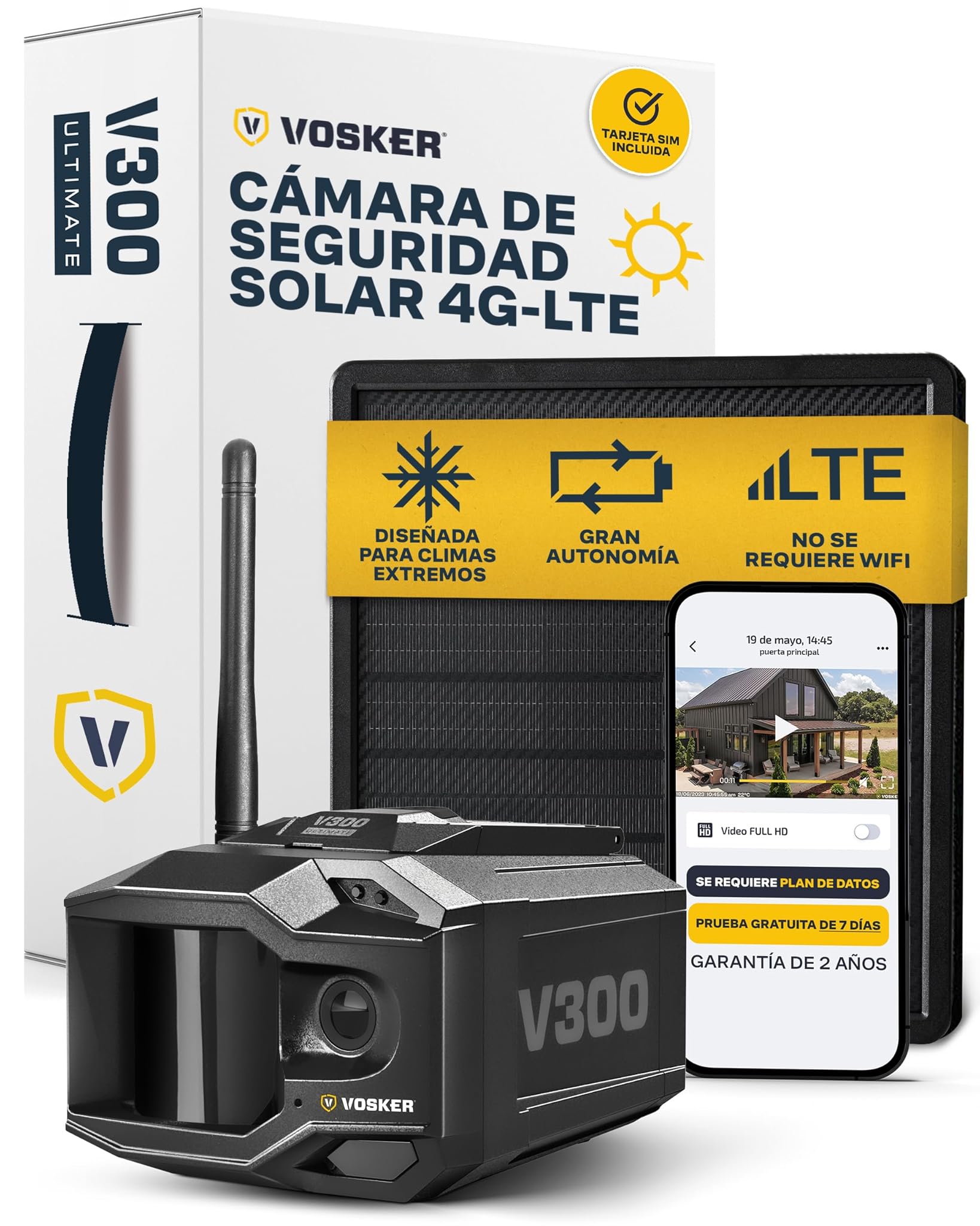 Vosker V300 Ultimate Outdoor - Telecamera di Sicurezza 4G-LTE