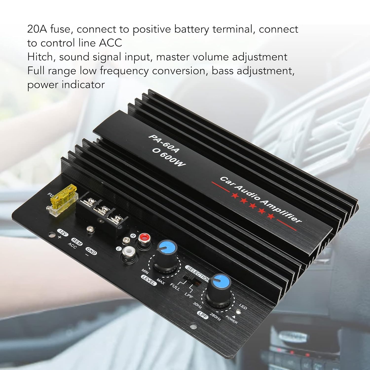 Amplificatore Subwoofer per Auto 12V 600W - immagine 3