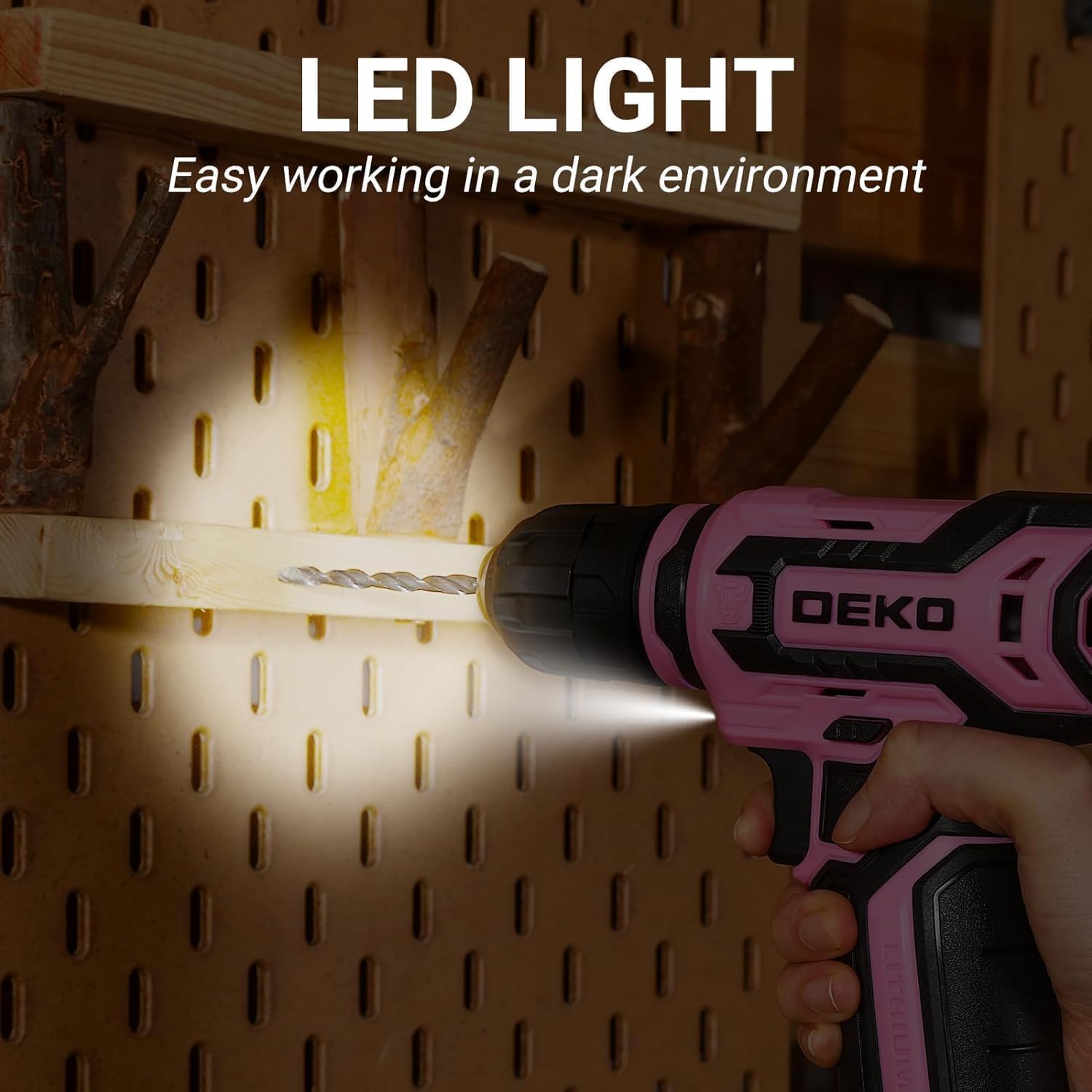 DEKO PRO Trapano Avvitatore a Batteria 12V, Rosa - immagine 3