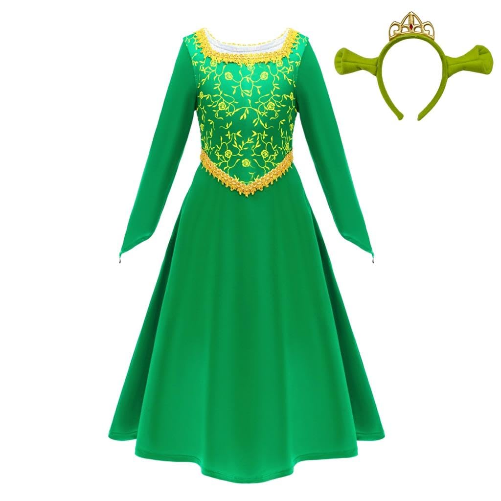 Lito Angels Vestito Costume Principessa Fiona per Bambina, Verde