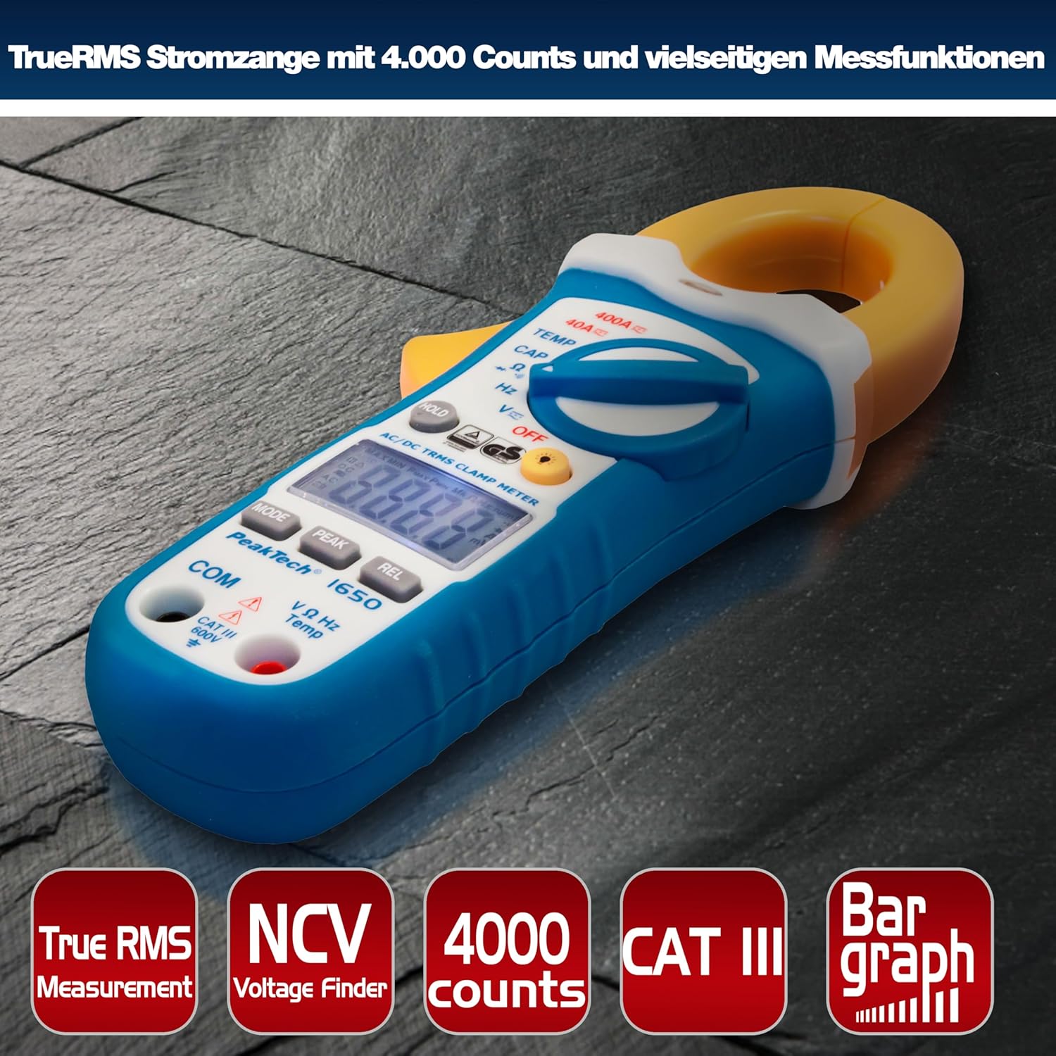 PeakTech 1650 - Morsetti con vero RMS AC/DC 400A - immagine 6