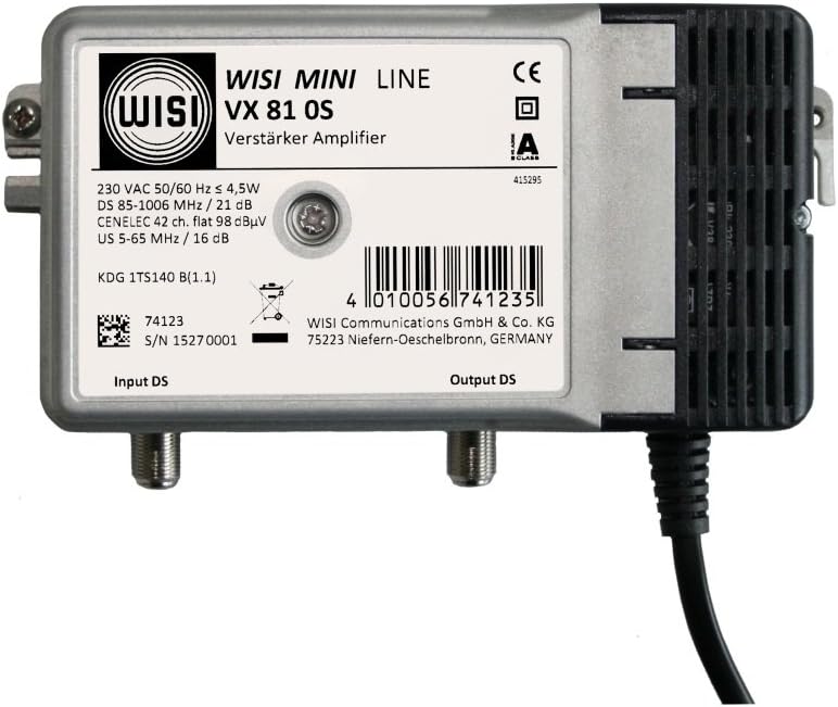 Wisi 74123 " VX 81 0S Amplificatore per Collegamento Domestico, 21 Db Argento