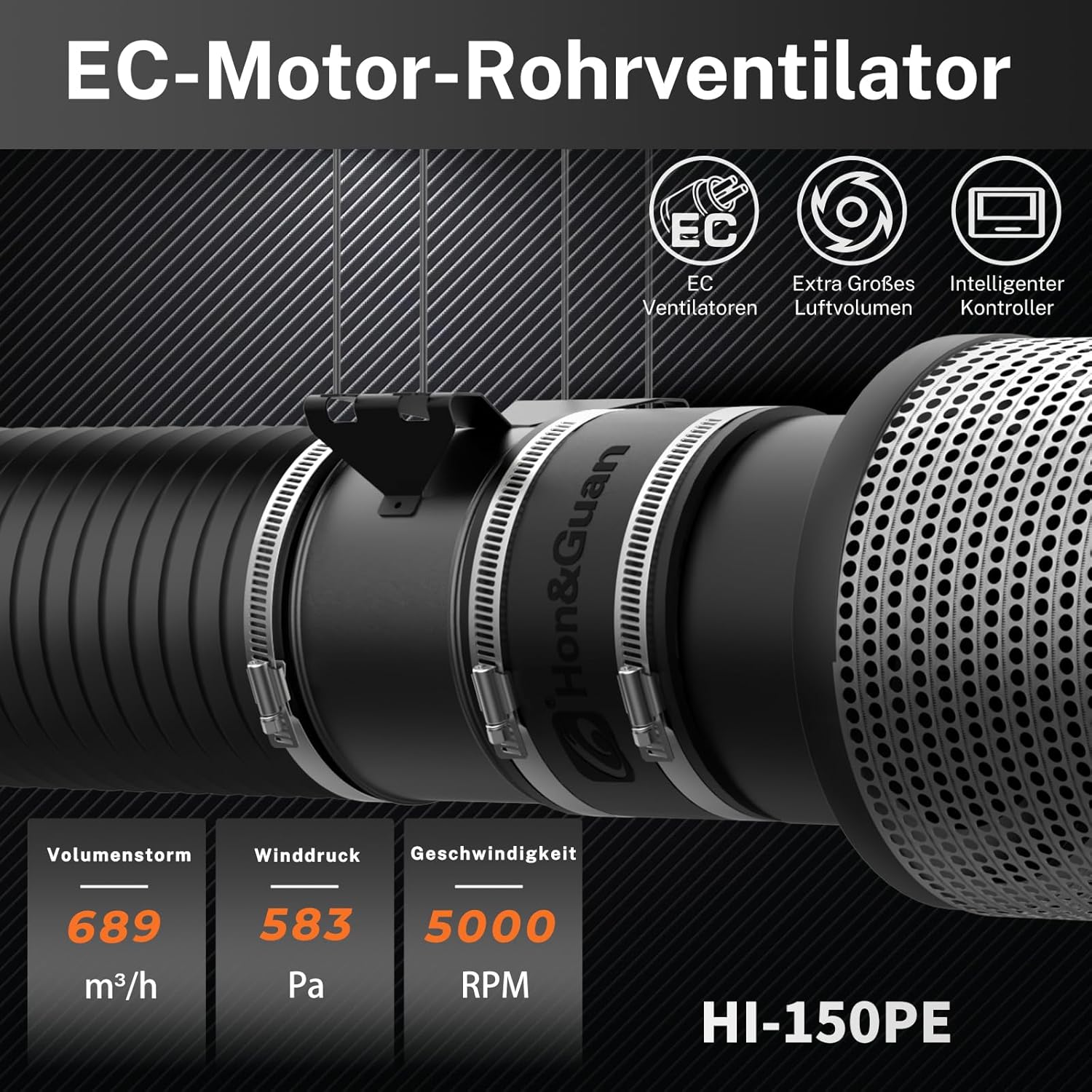 Hon&guan Ventilatore tubolare regolabile 150 mm - immagine 3