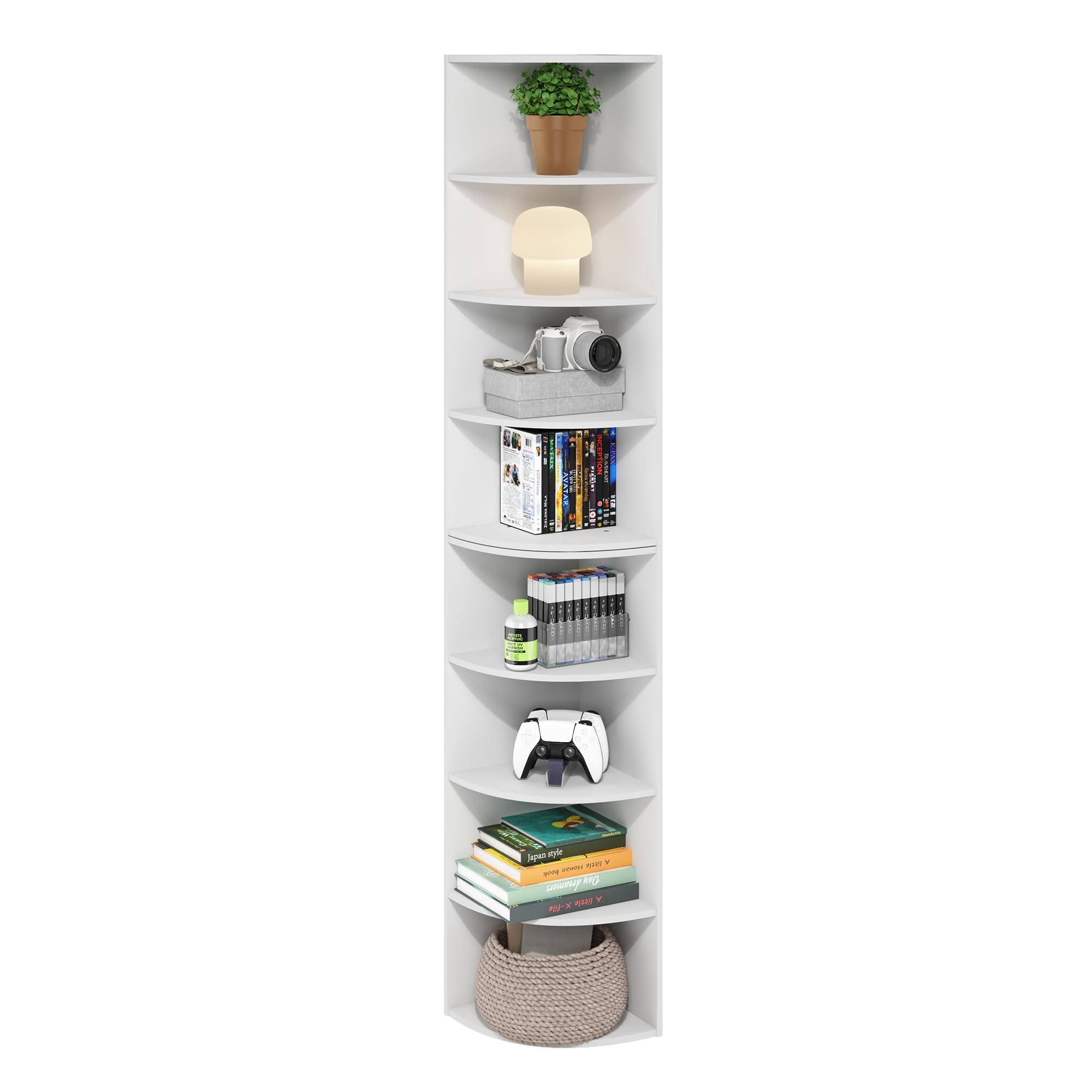 Furinno Econ 8-Tier Mensola Angolare Libreria, Libreria, Bianco