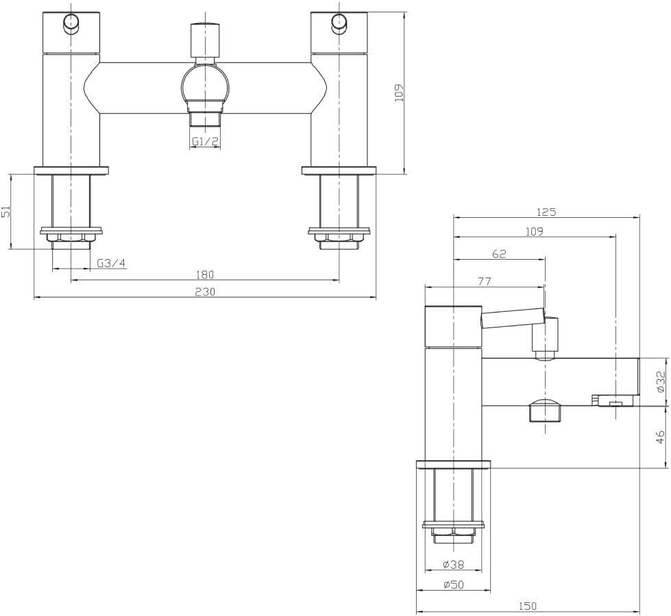 Veebath Delta - Miscelatore Vasca Ottone Spazzolato - immagine 2