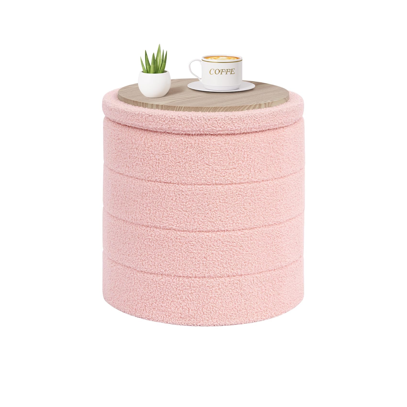 Pinplus Sgabello Pouf Contenitore Pieghevole 43x43x45 cm, Rosa