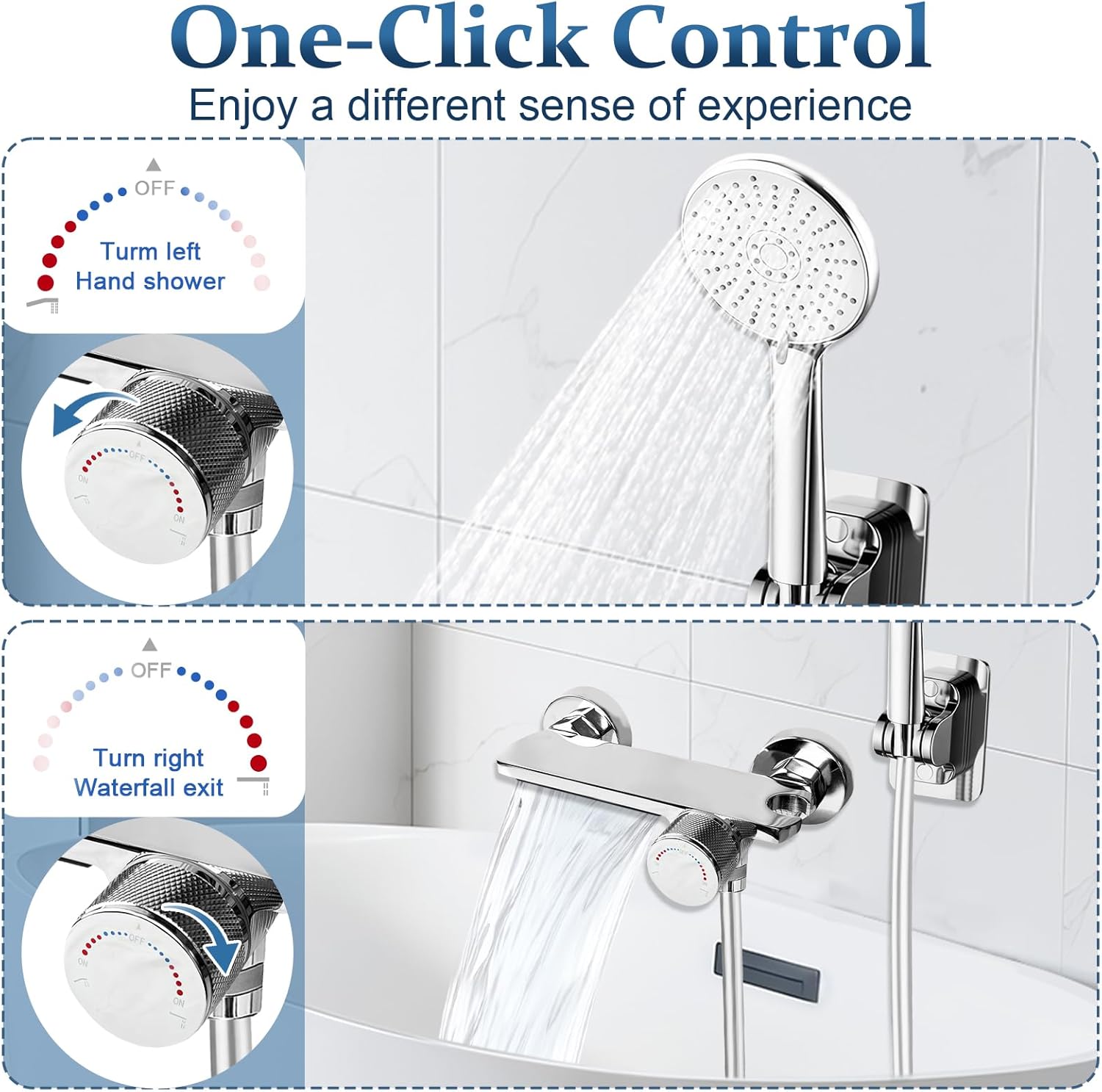 Rubinetto per Vasca da Bagno a Cascata con Doccetta - immagine 2