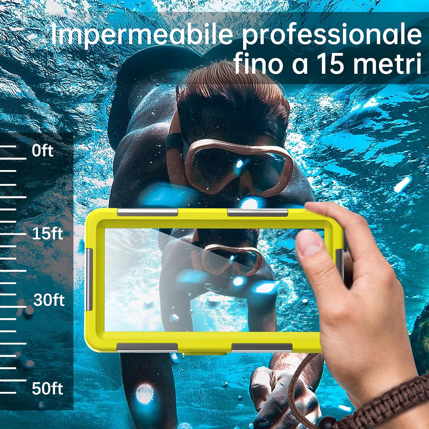 Custodia Impermeabile Subacquea IP68 15M (Giallo) - immagine 3