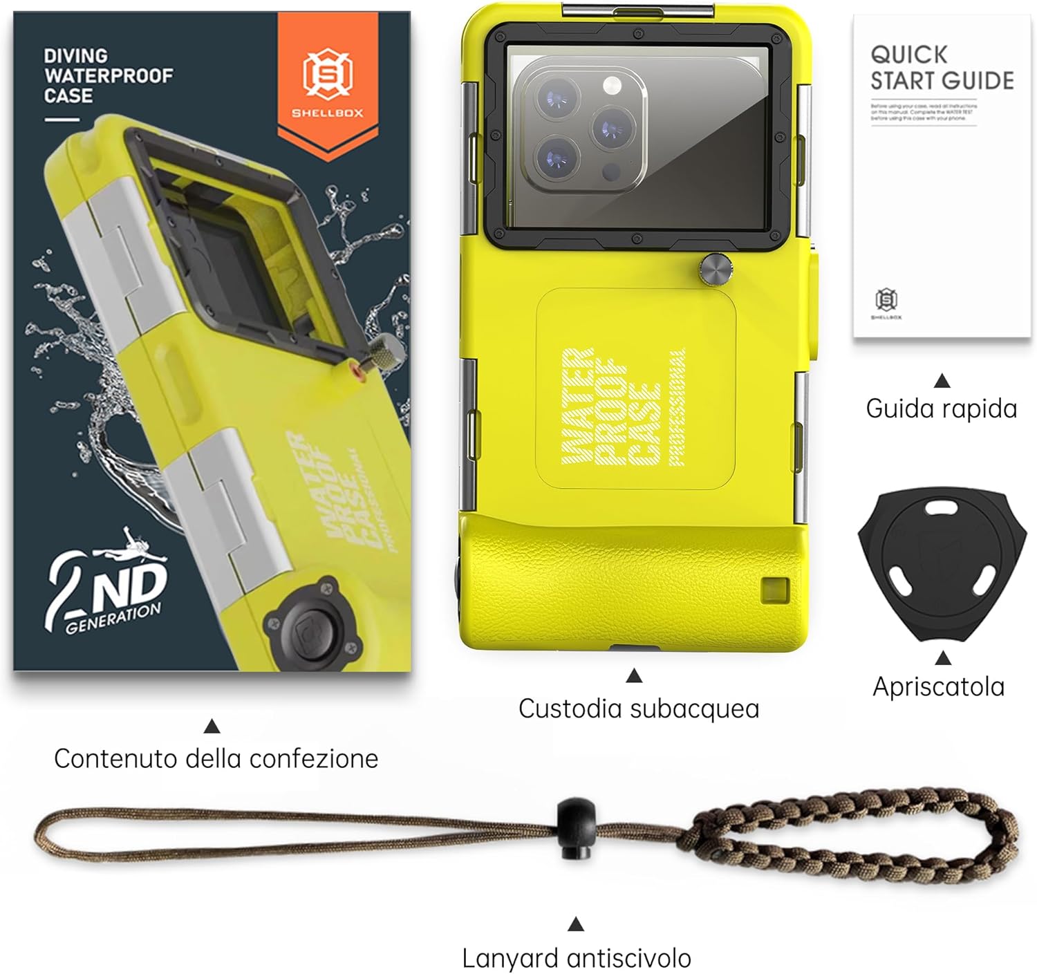 Custodia Impermeabile Subacquea IP68 15M (Giallo) - immagine 7