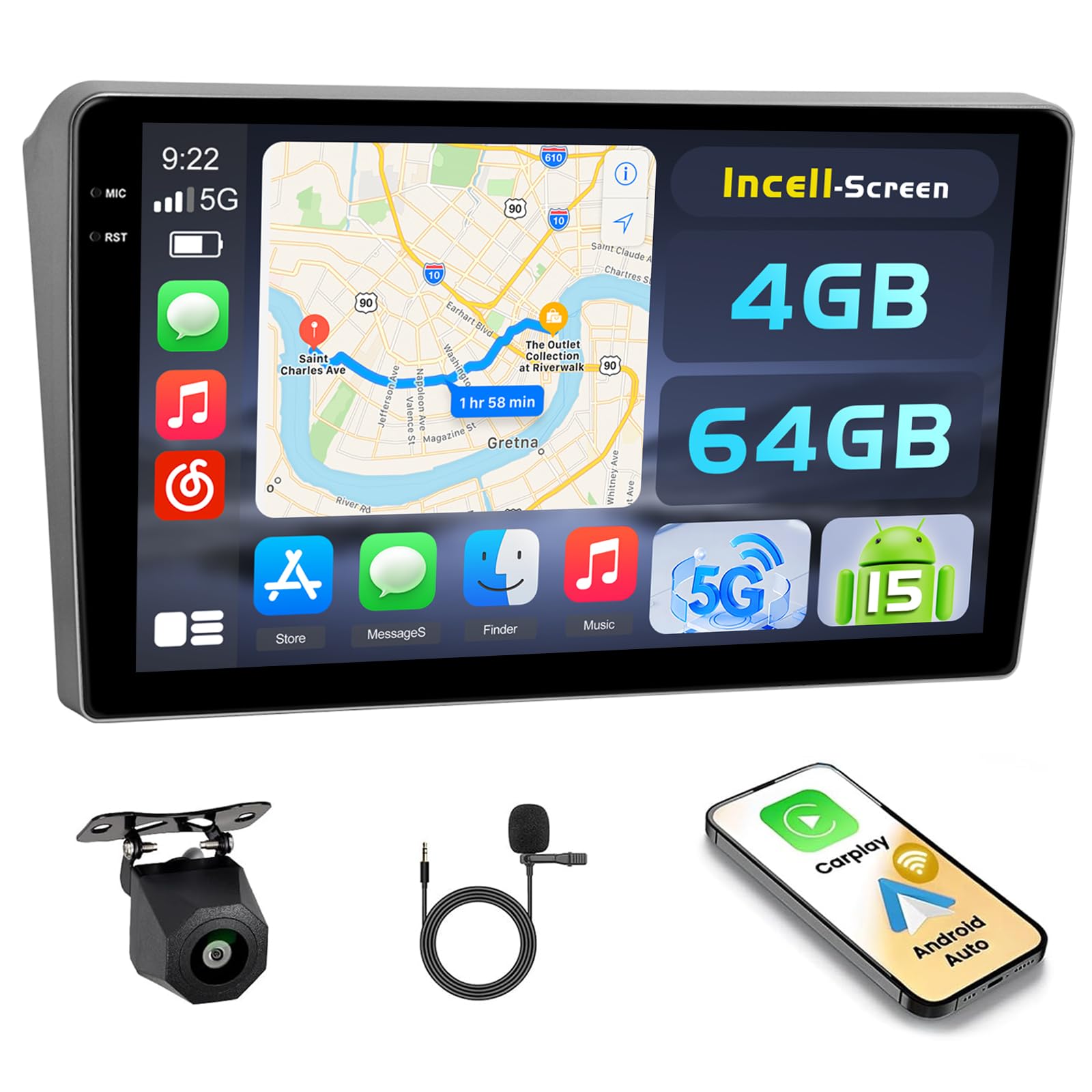 Hikity Android 15 Autoradio per Peugeot 407 2004-2008