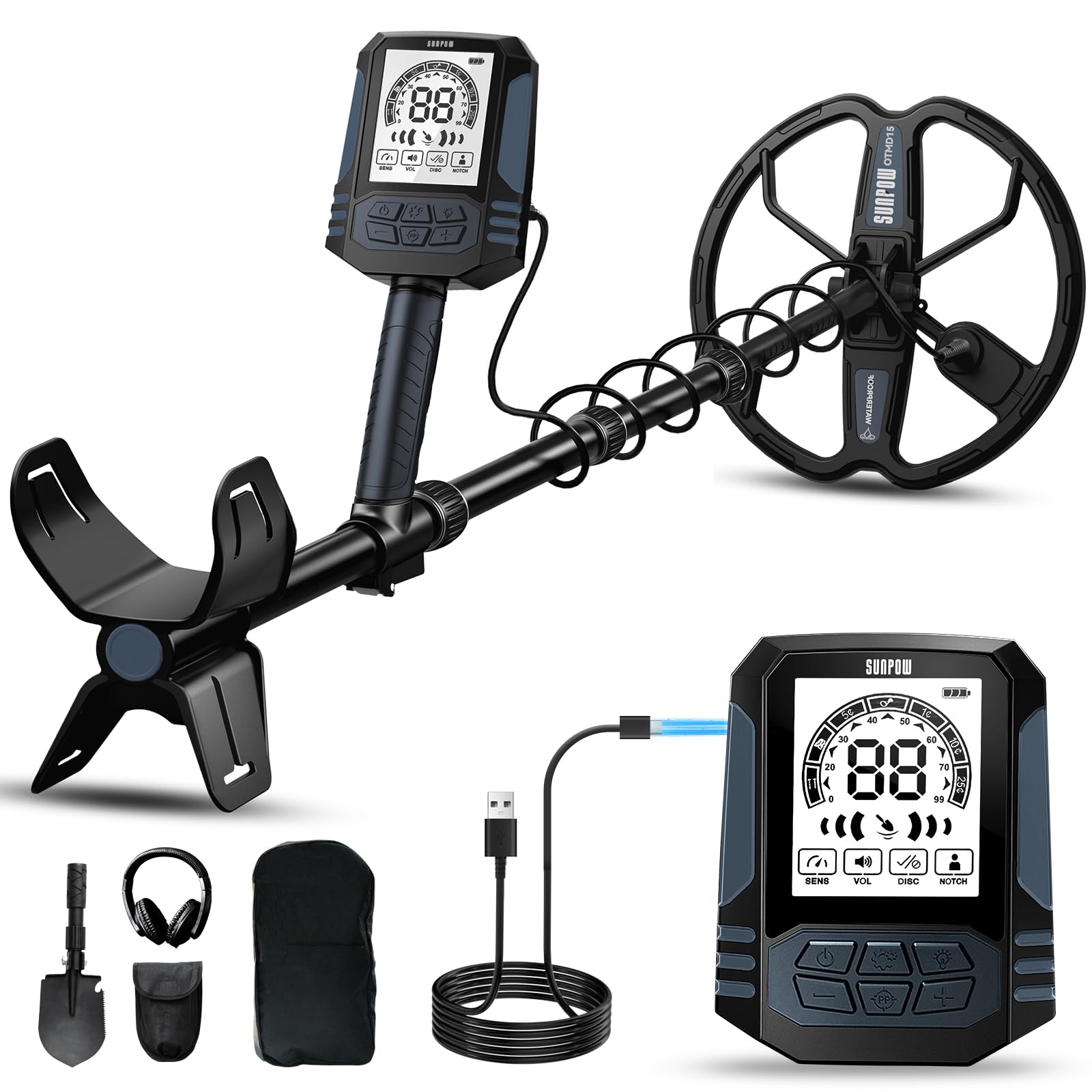 Sunpow Metal Detector Professionale Ricaricabile IP68