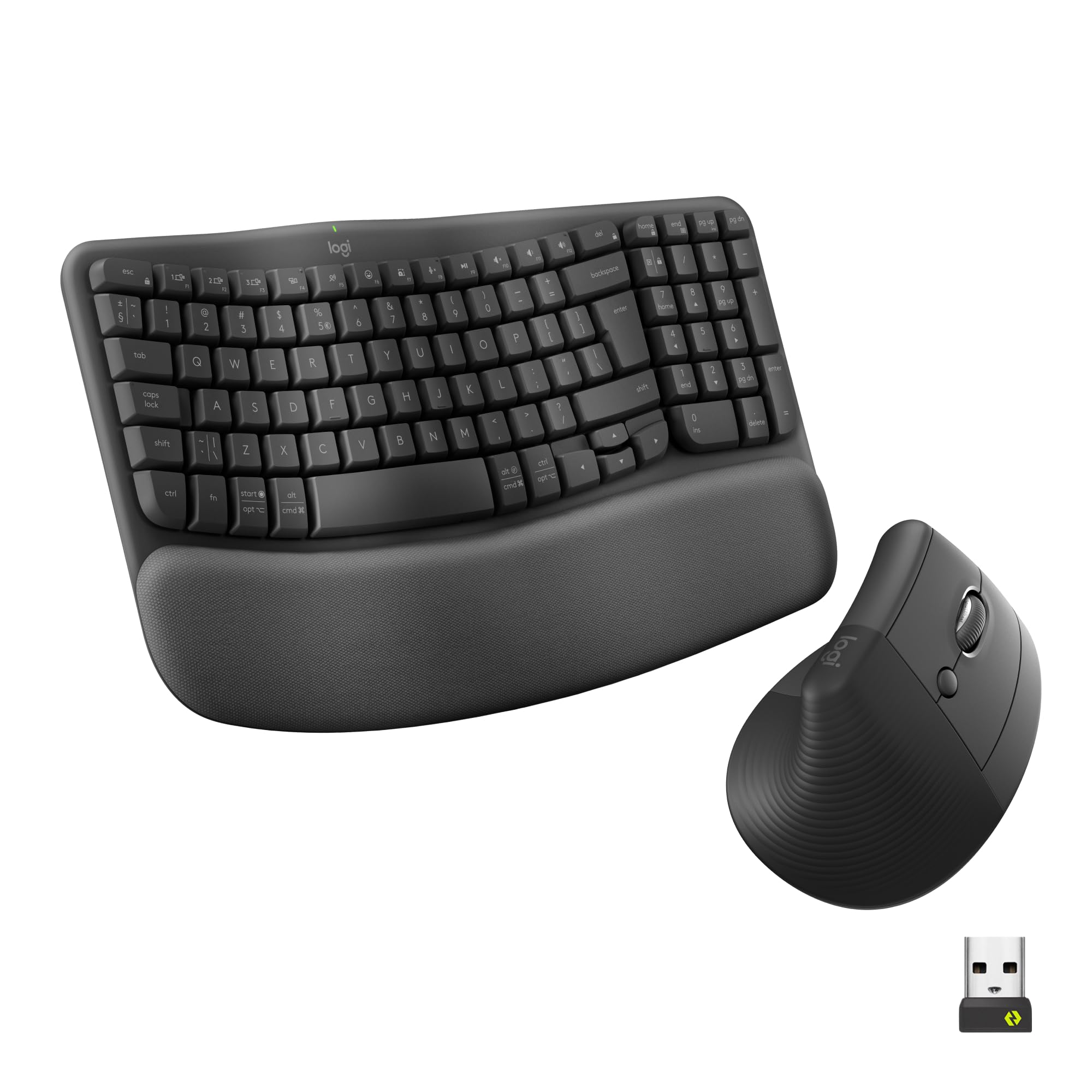 Logitech Wave Keys & Lift Vertical Mouse - Combo Ergonomica