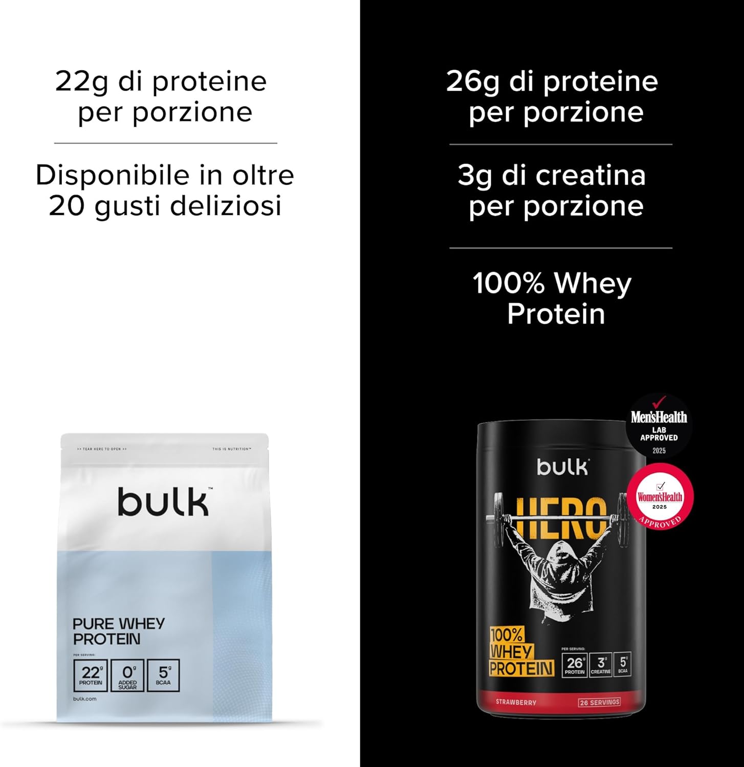 Bulk Hero Whey Proteine in Polvere Fragola 65 Porzioni - immagine 5