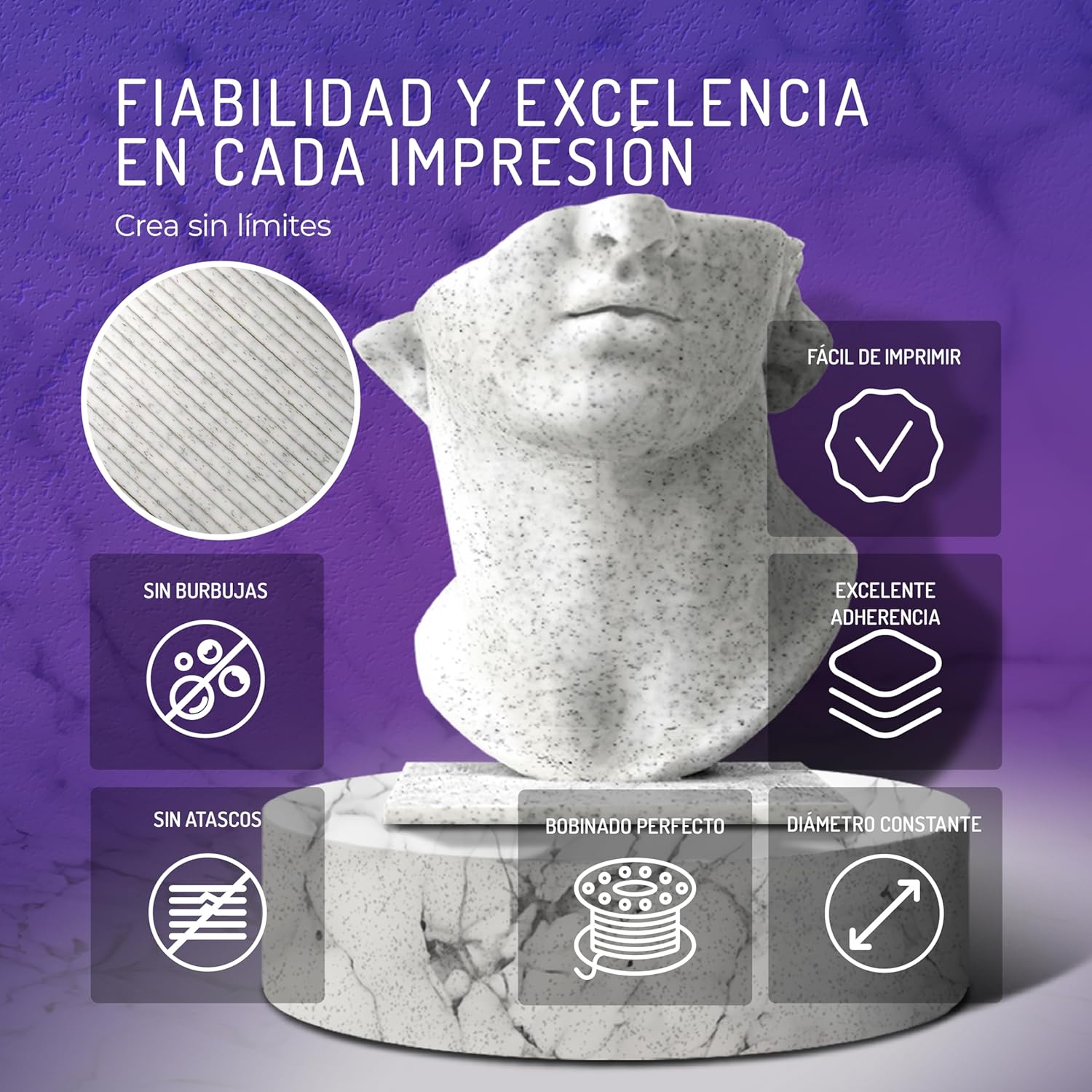 Winkle Filamento PLA 1,75mm per Stampante 3D - Marmo Chiaro - immagine 4