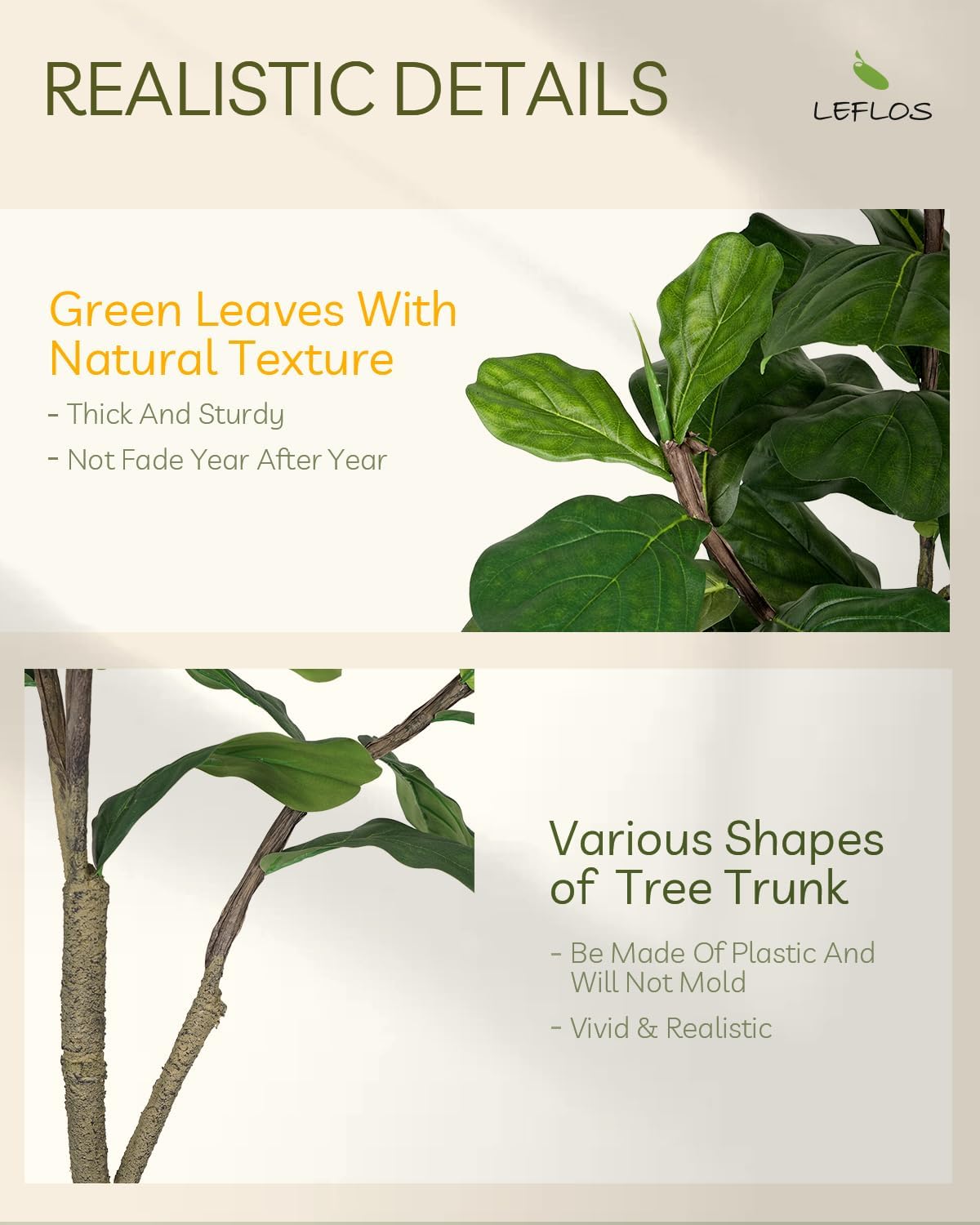 Leflos Pianta Artificiale Fiddle Leaf Fig Tree 180cm - immagine 3