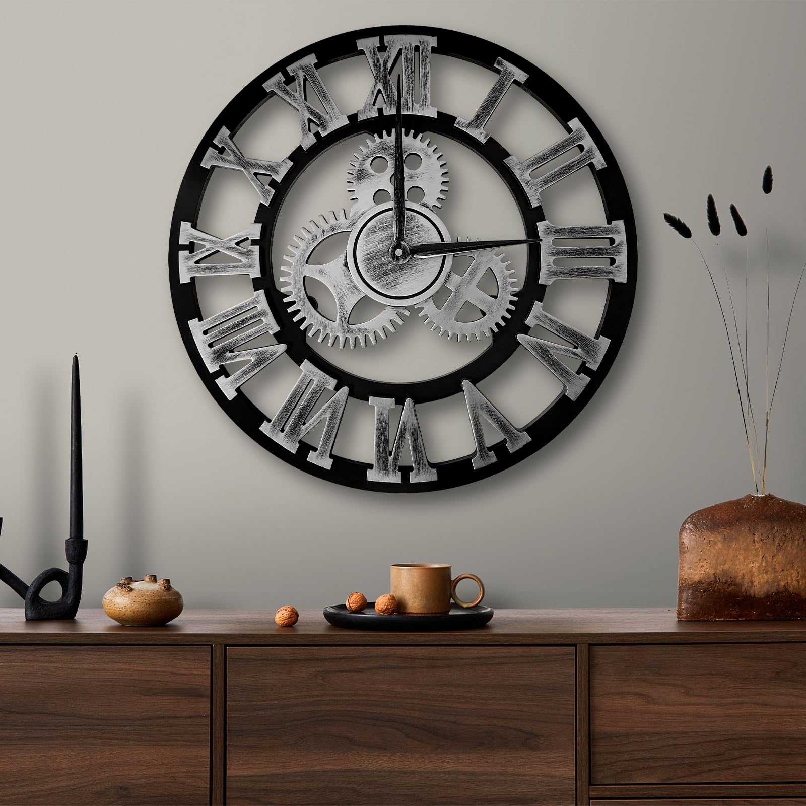 Orologio da Parete al Quarzo Silenzioso in Legno