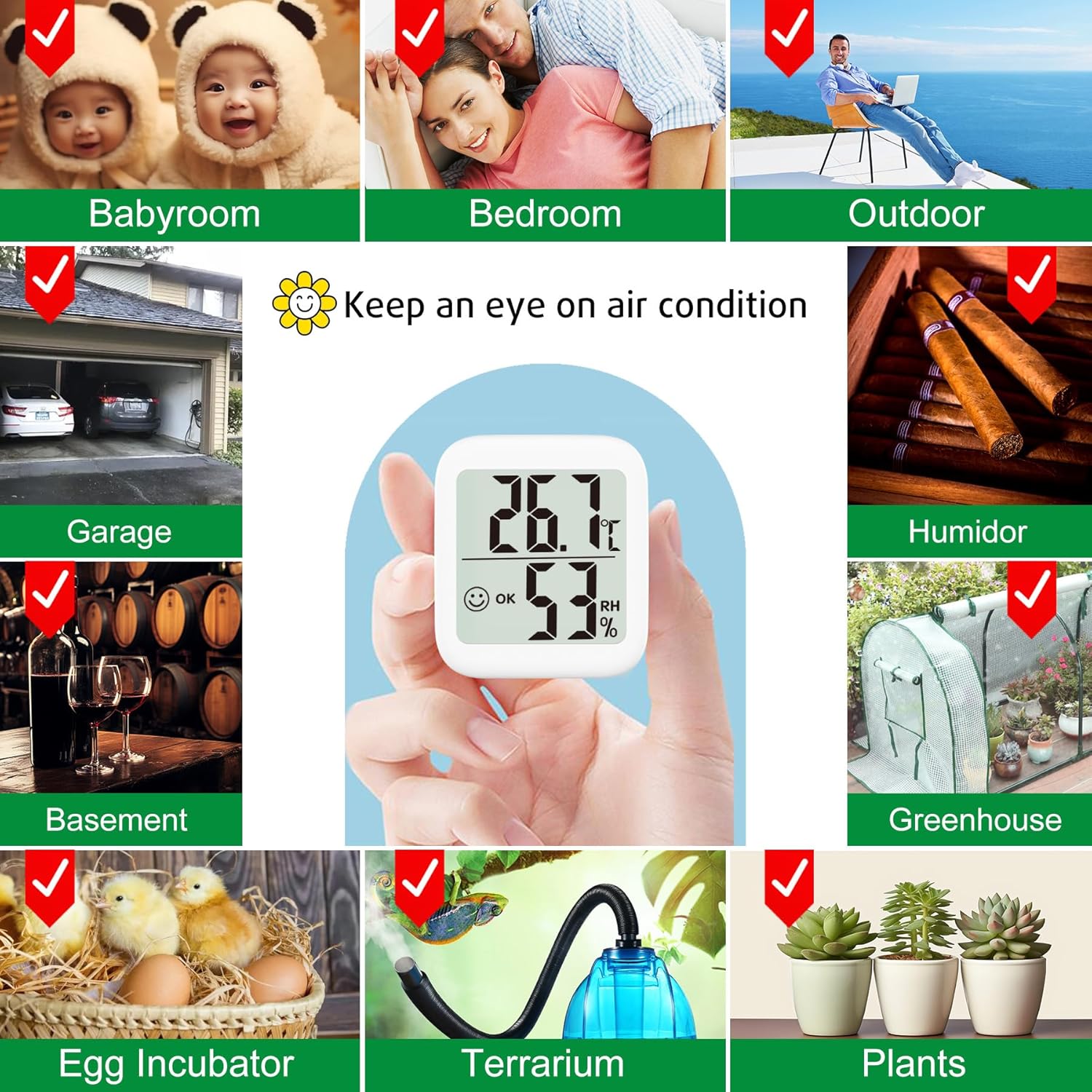 Antonki Termometro Igrometro Digitale Interno - 2 Pezzi - immagine 6