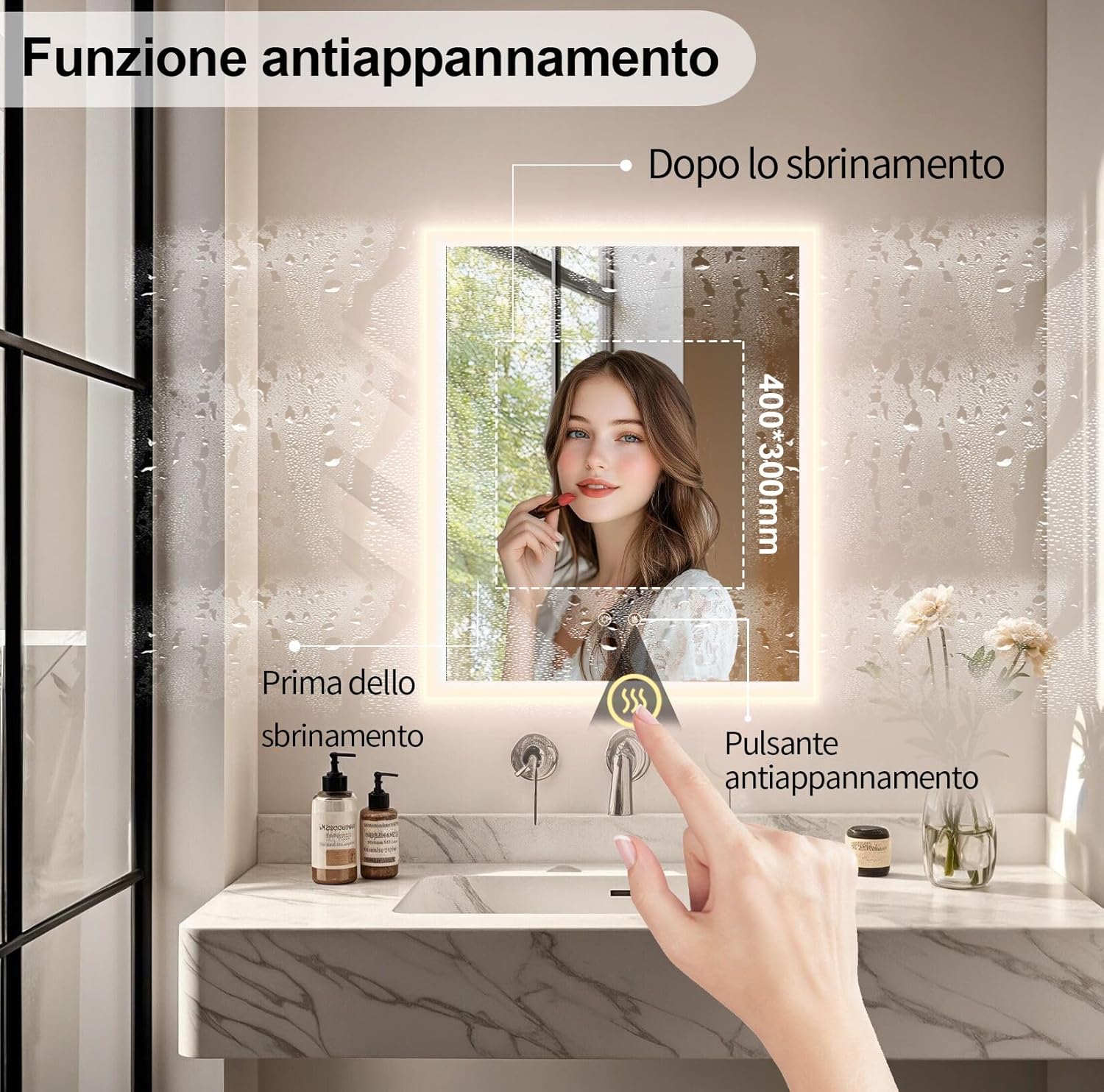 Luvodi Specchio Bagno con Luce 80x60cm - immagine 6