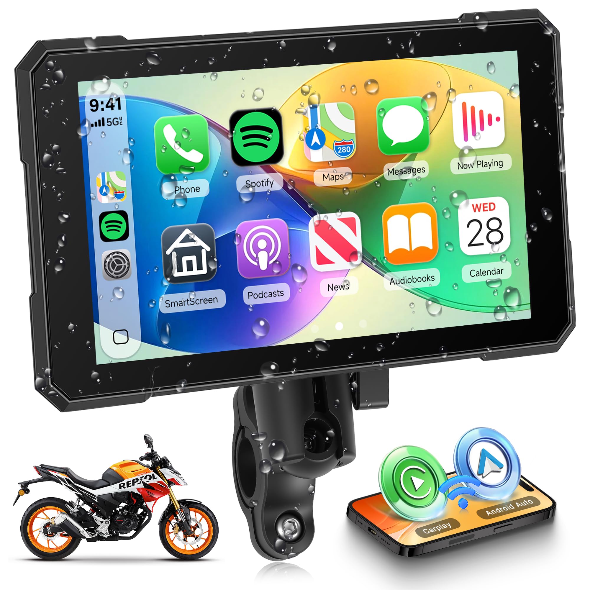 Display Wireless Carplay Android Auto per Moto 5 Pollici
