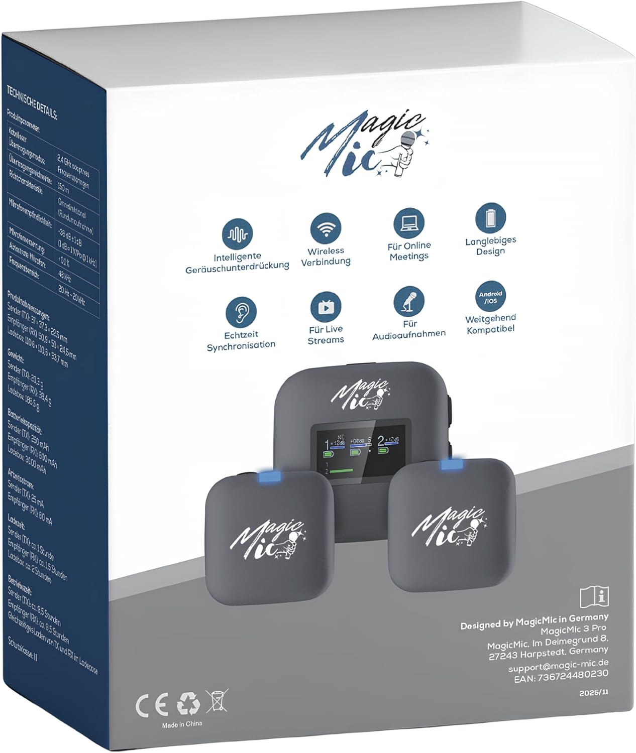 Magicmic Set Microfoni Radio 3 Pro - Wireless (2 TX + 1 RX) - immagine 4