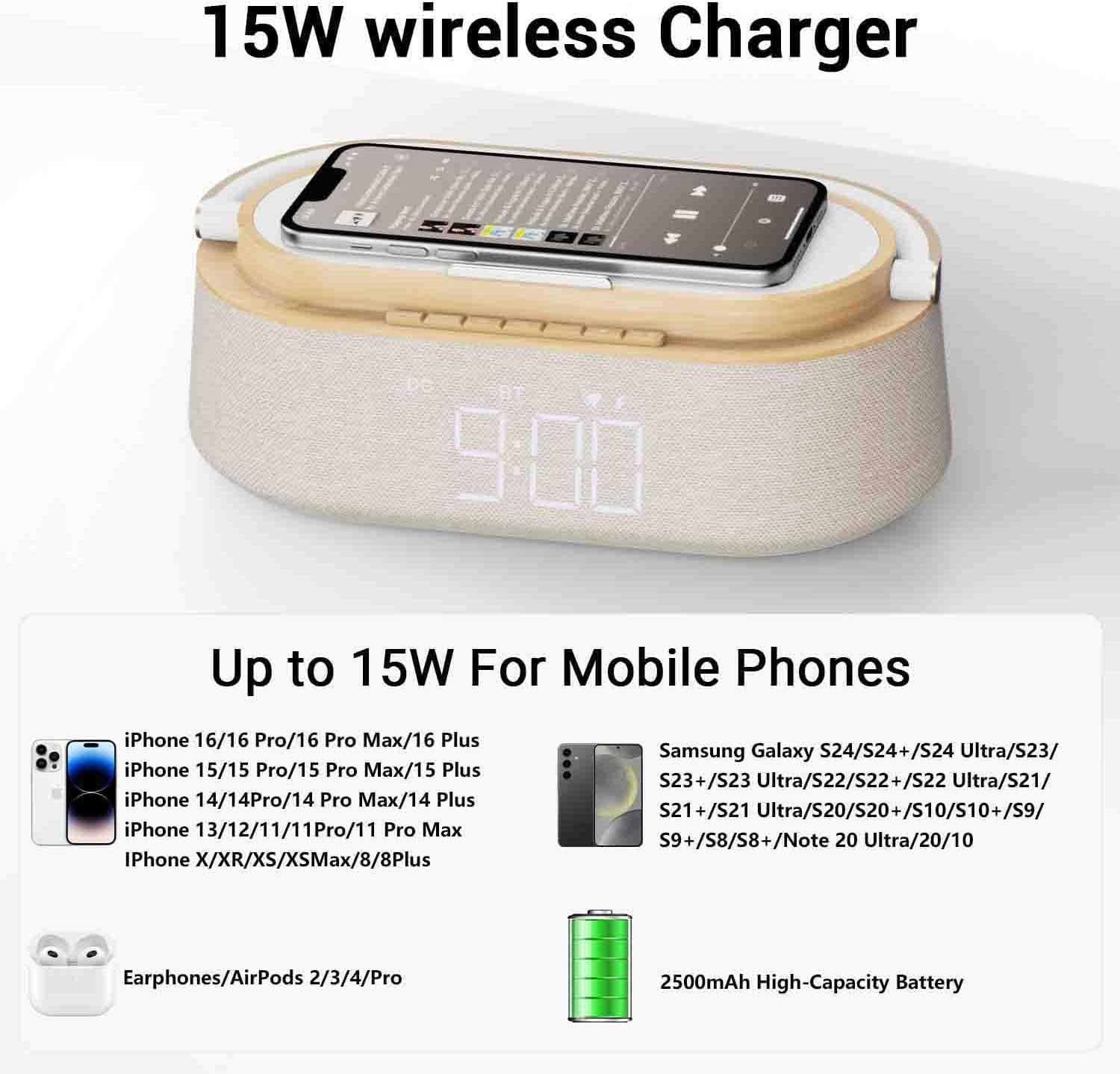 Radiosveglia Digitale con Ricarica Wireless e FM - immagine 4