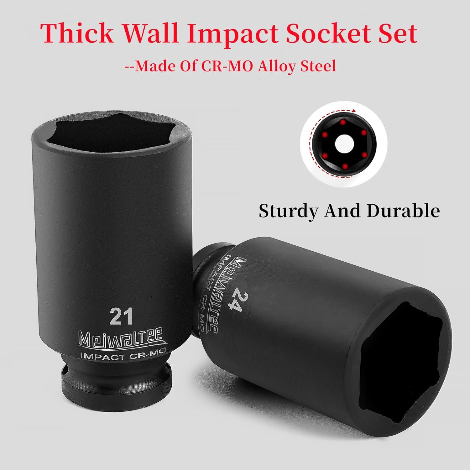 Set Bussole a Impatto 1/2" - 20 pezzi (10-24 mm) - immagine 4