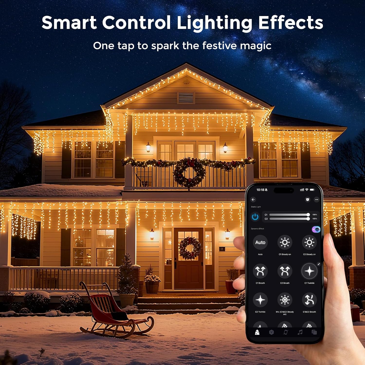 Luci Natale Esterno Cascata 1200L-30M - immagine 5