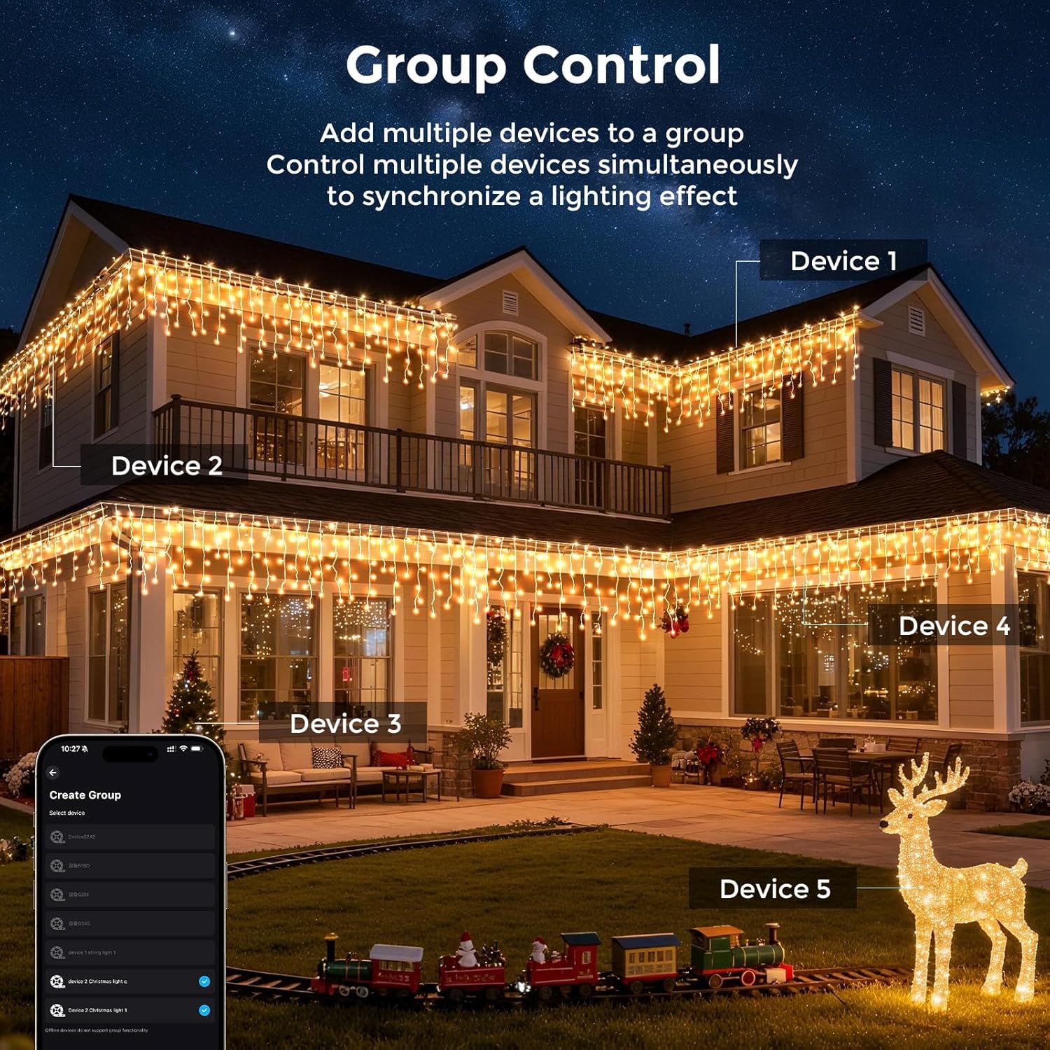 Luci Natale Esterno Cascata 1200L-30M - immagine 6