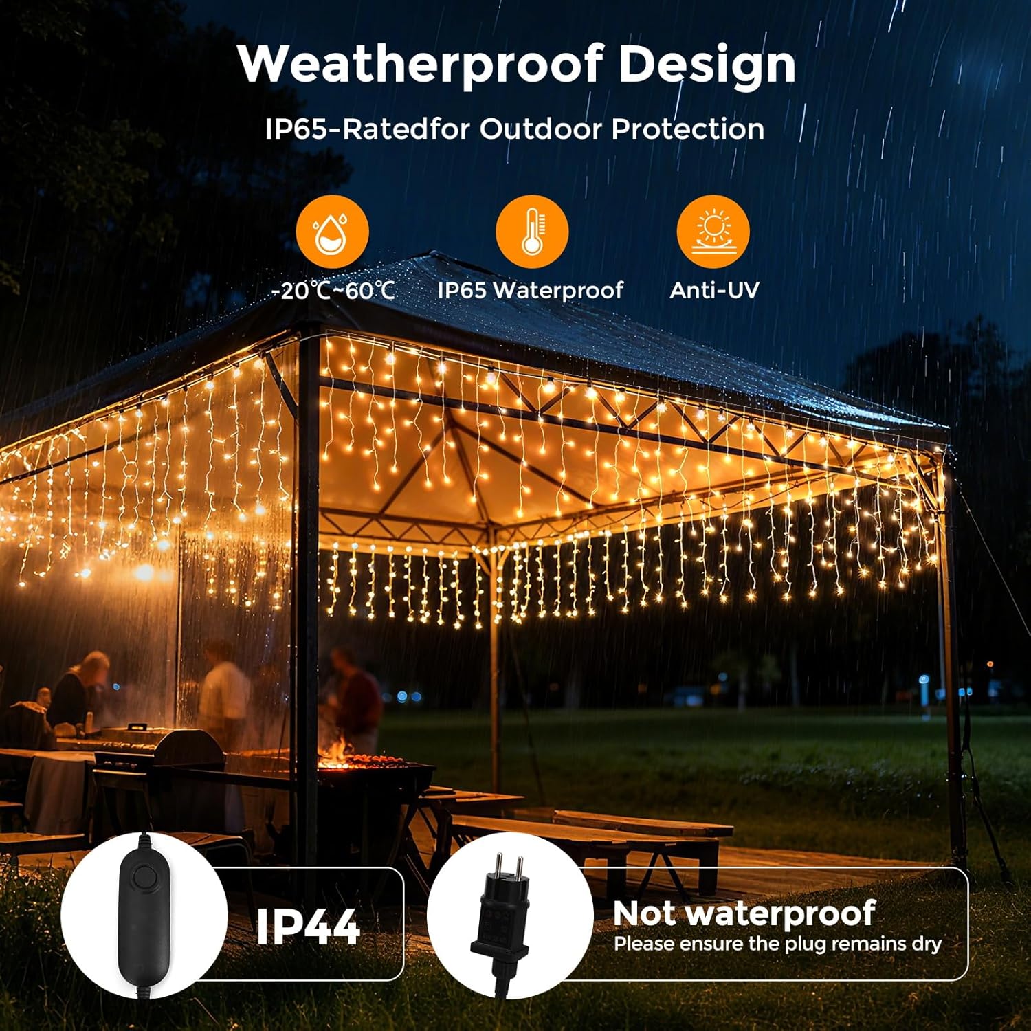 Luci Natale Esterno Cascata 1200L-30M - immagine 8