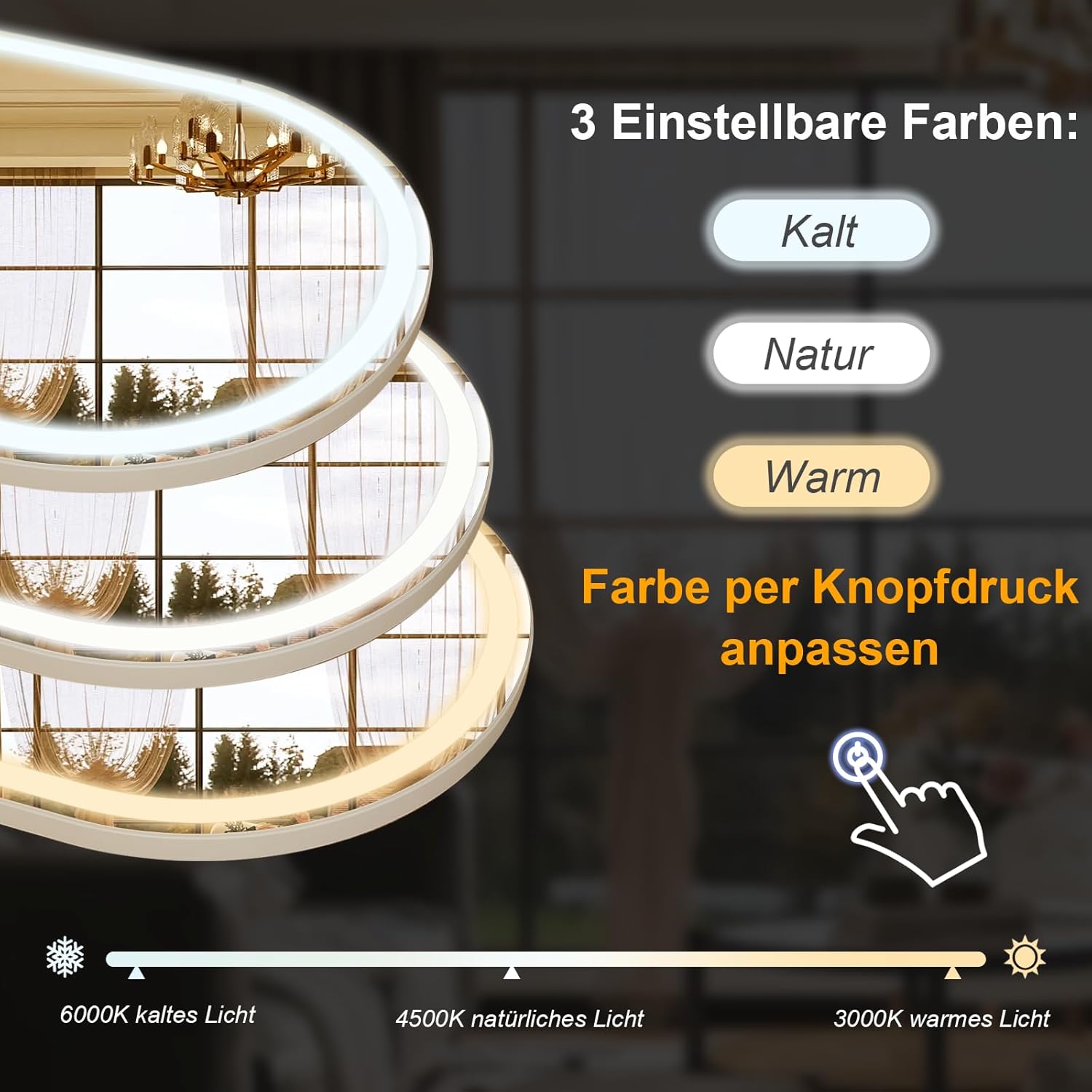 Koonmi Specchio a LED 141x50cm con Supporto - immagine 5