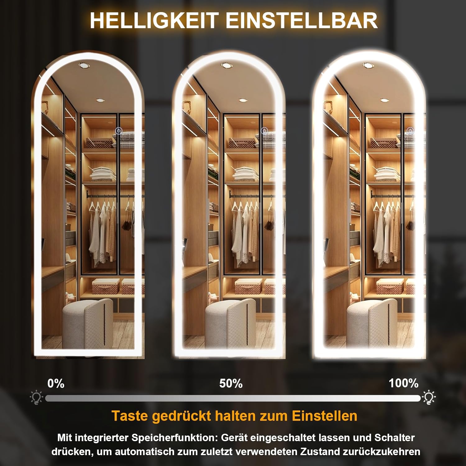 Koonmi Specchio a LED 141x50cm con Supporto - immagine 6