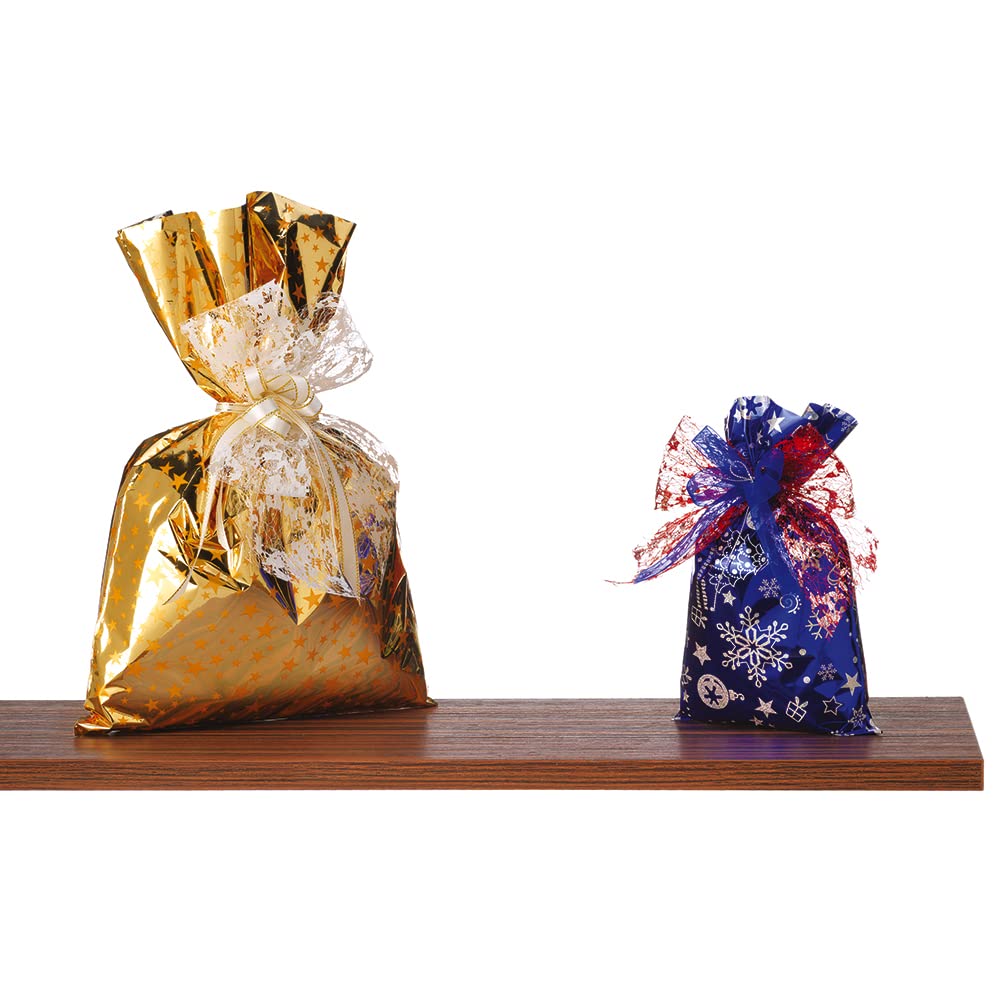 FAVORIT 50 Buste regalo Metallizzate formato 50x70 cm, 4 fantasie natalizie