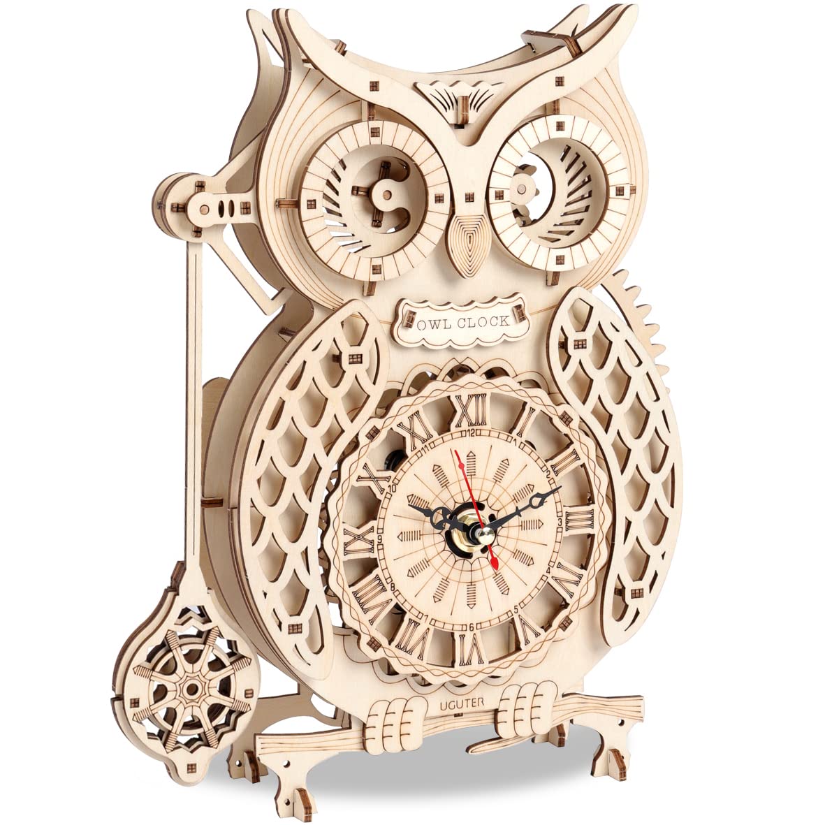 Cuteefun - Modellismo Orologio Gufo Meccanico 3D in Legno