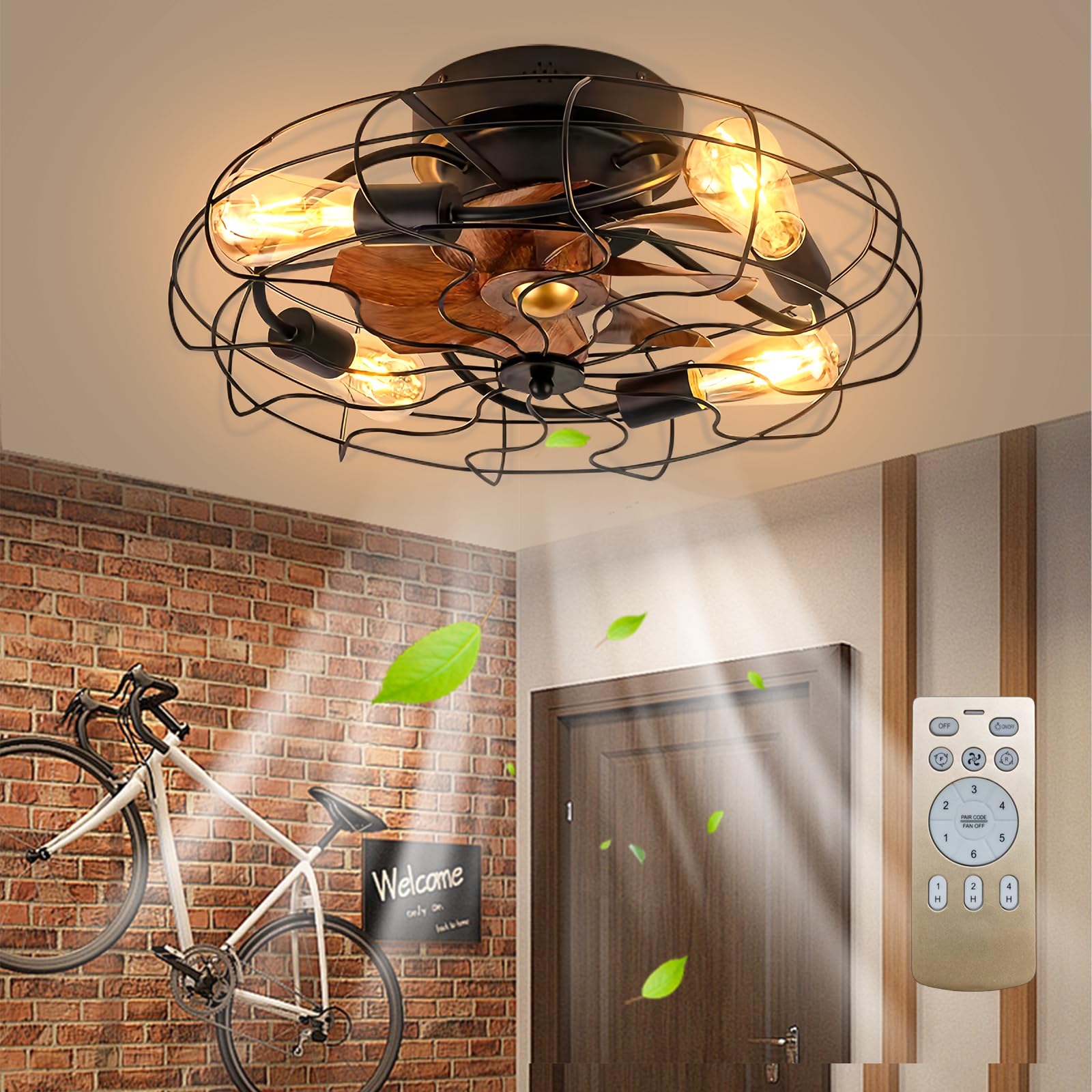 Miir Ventilatore da Soffitto con Luce E27, Retrò