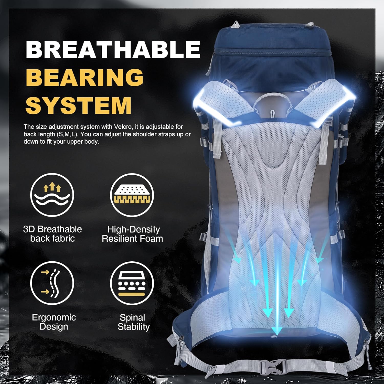 MOUNTAINTOP Zaino Trekking 60L con Parapioggia - immagine 4