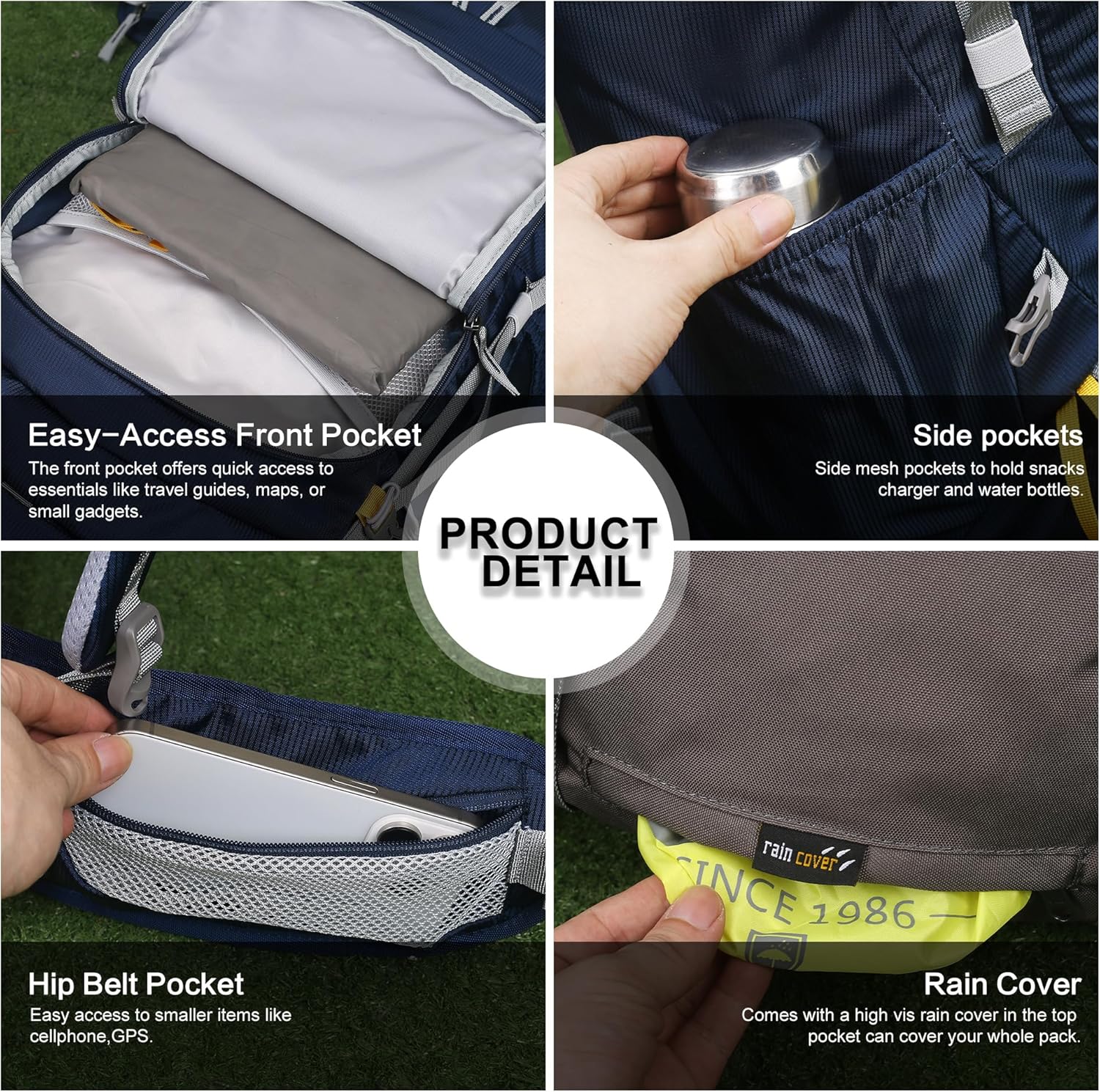 MOUNTAINTOP Zaino Trekking 60L con Parapioggia - immagine 5