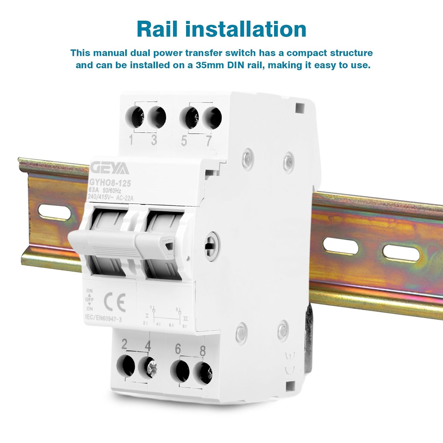 Geya Commutatore 2P 63A - Interruttore di Trasmissione Manuale - immagine 7