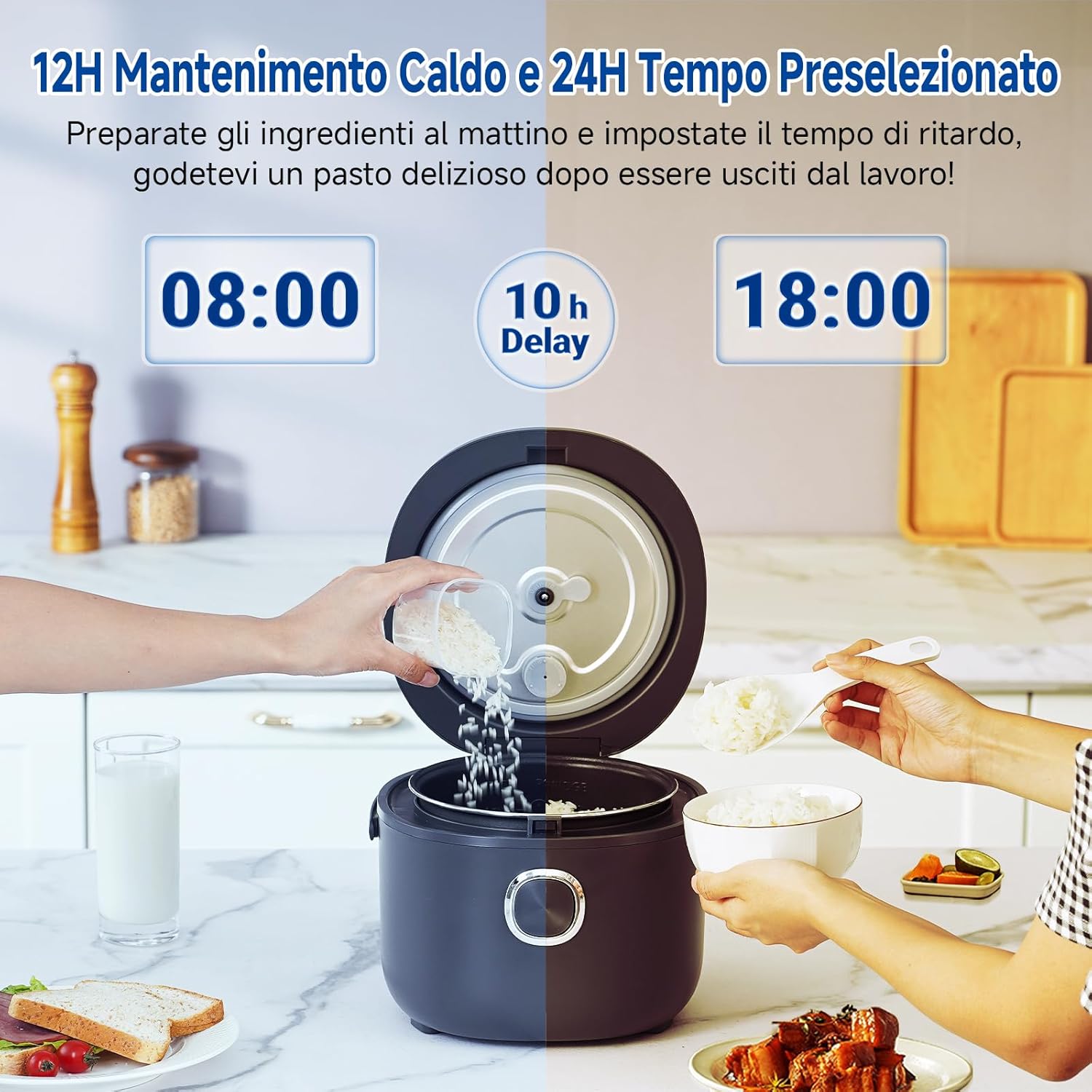 Amzchef Cuociriso Elettrico 2L con 12 Menu Preimpostati - immagine 2